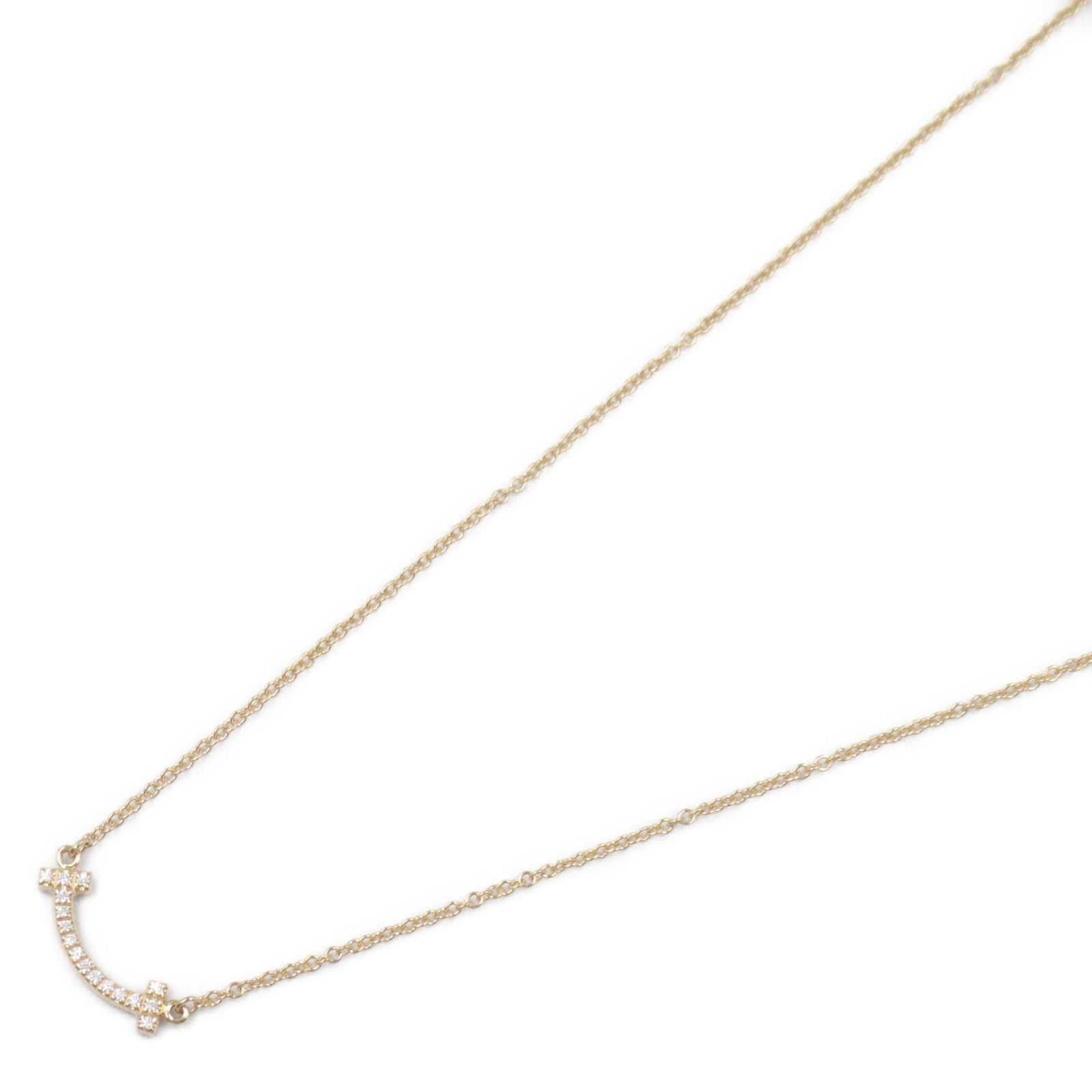 Tiffany & Co. Tiffany Co T-Smile Mini Diamond Necklace K18Pg (Pink Gold) Clear Size ONE SIZE - 1 Thumbnail