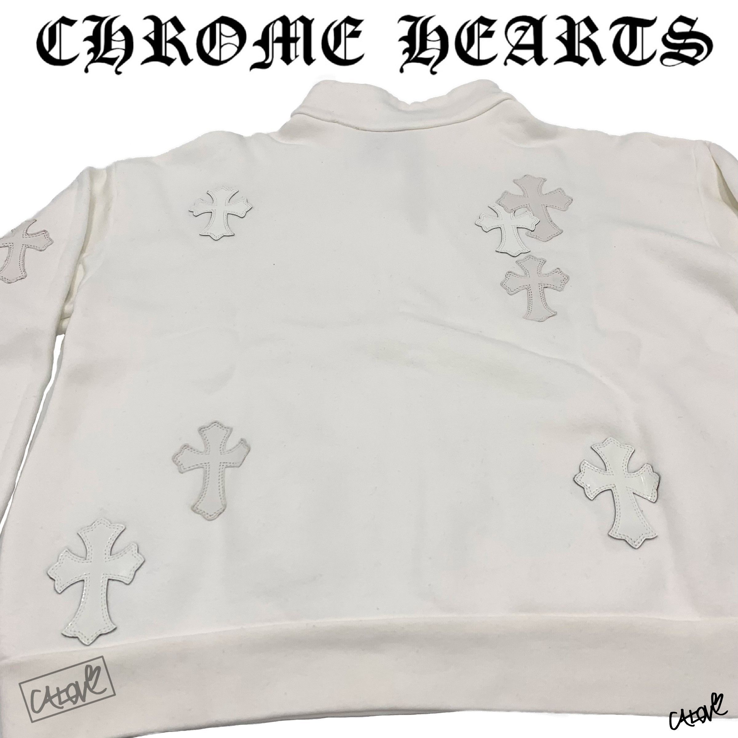 トップス Chrom hearts half zip sweat Chrome Hearts Script Logo Embroidered Half Zip Sweatshirt