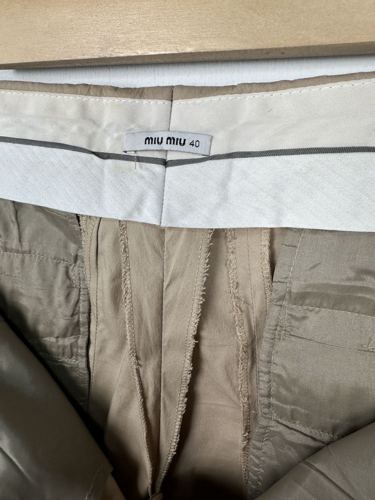 Miu Miu MIU MIU Women’s Beige Cotton Blend Crop Trousers Chino Pants Size 27" / US 4 / IT 40 - 8 Thumbnail