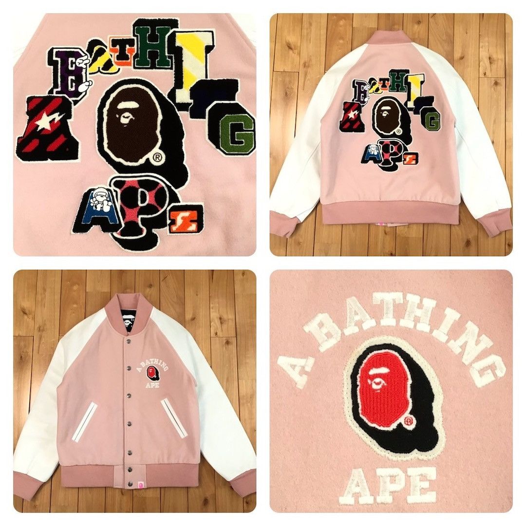 Bape × Nigo 🔥NFS exclusive🔥 Leather sleeve BAPE LOGO varsity jacket NIGO Size M / US 6-8 / IT 42-44 - 1 Thumbnail