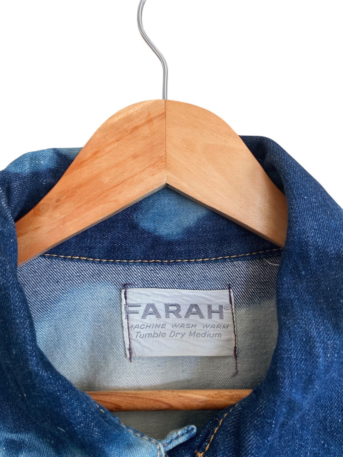 Farah Vintage Brand Farah Bleach Trucker Denim Jacket 1970s Size US M / EU 48-50 / 2 - 9 Thumbnail