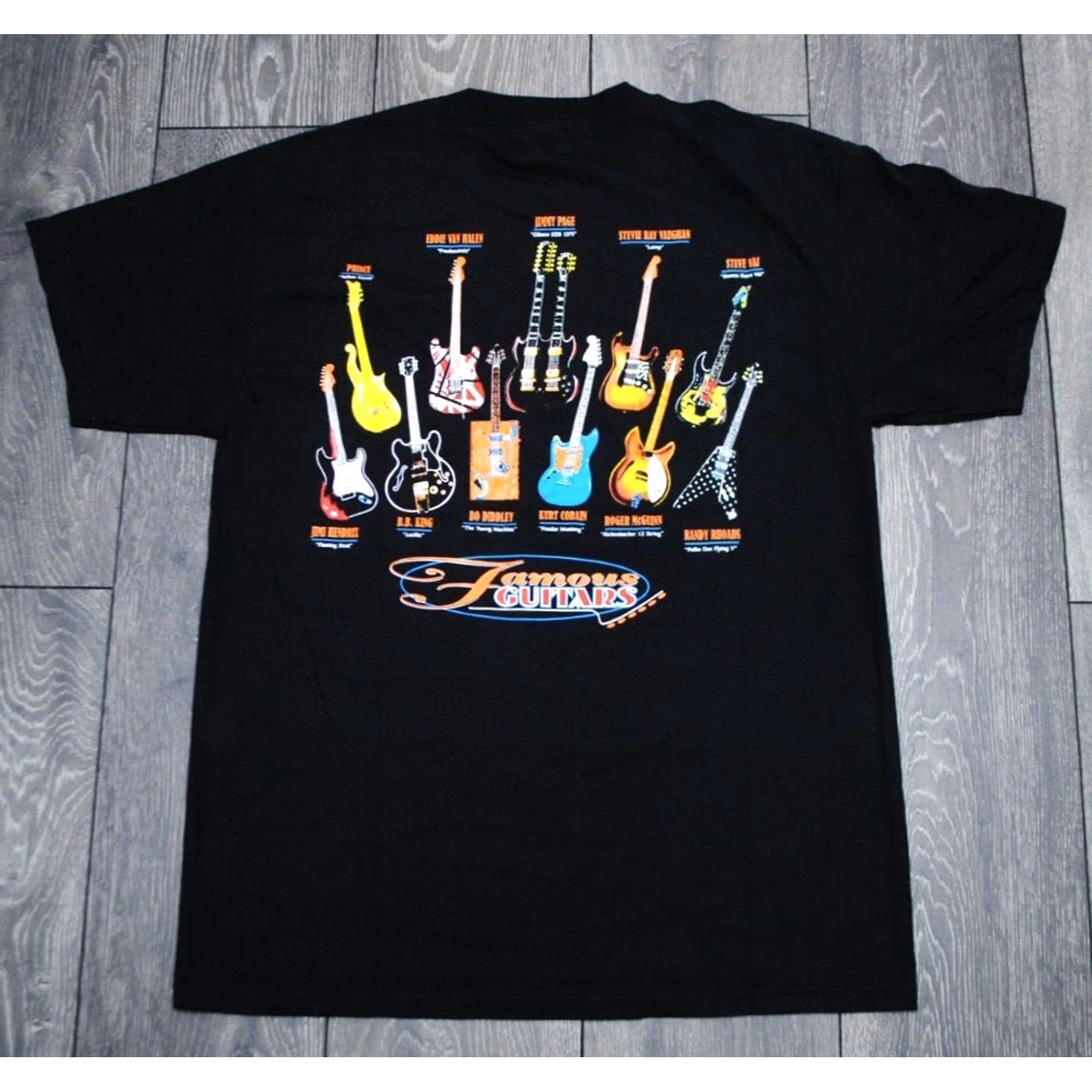 Vintage FAMOUS GUITARS SHIRT MENS LARGE BLACK GRAPHIC HENDRIX COBAIN VAN HALEN ROCKSTARS Shirt Mens Large Black Graphic Hendrix Cobain Van Halen Rockstars Size US L / EU 52-54 / 3 - 2 Thumbnail