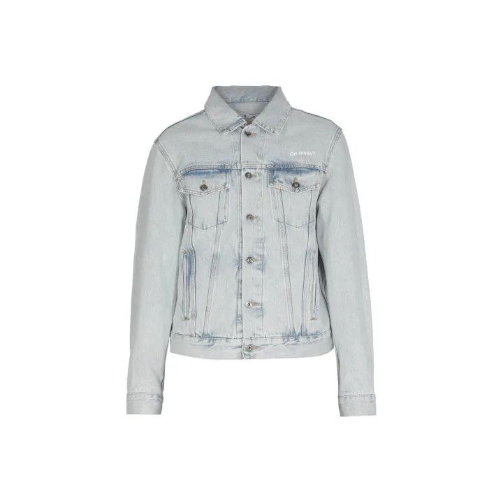 Off-White Off-White Blue Denim Logo Jacket for Men 0079 Size US L / EU 52-54 / 3 - 1 Thumbnail