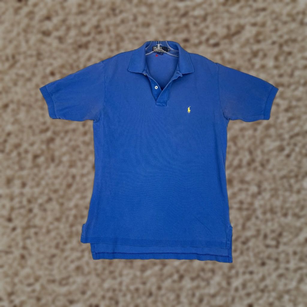 Ralph Lauren VINTAGE Ralph Lauren Polo Shirt Men Medium Blue 100% Cotton Short Sleeve Slim Fit Embroidered Logo 34 in Chest Size US M / EU 48-50 / 2 - 1 Thumbnail
