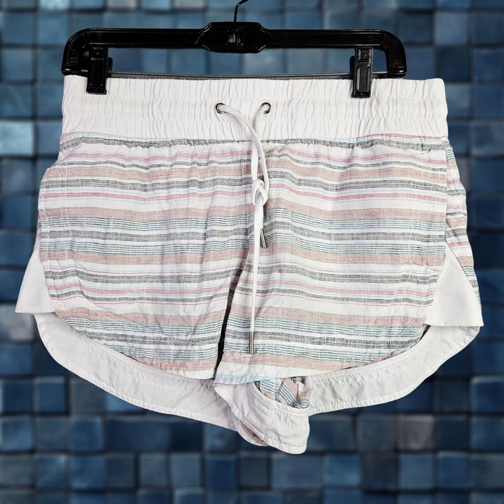 Athleta Athleta Athletic Shorts Women Size 8 Pink gray Stripes Spandex Linen Drawstring Size 30" / US 8 / IT 44 - 1 Thumbnail