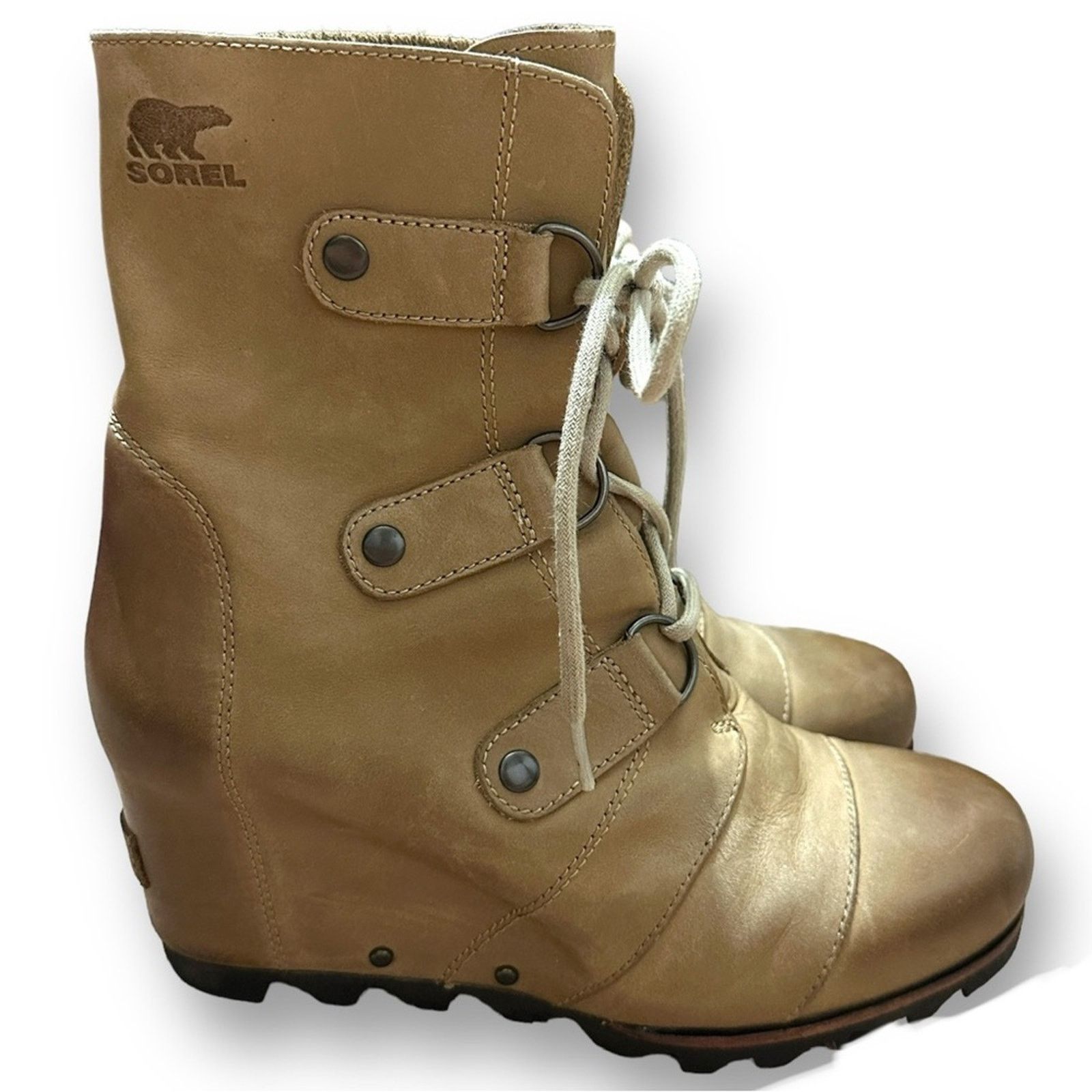 SOREL SOREL Joan of Arctic Wedge II Boots Brown Leather Ankle 8 Size US 8 / IT 38 - 2 Thumbnail