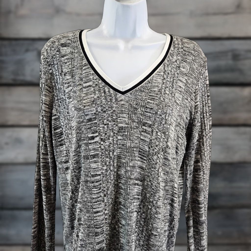 Vintage Purple Snow Knit Top Womens L Gray V-Neck Long Sleeve Blouse Size L / US 10 / IT 46 - 1 Thumbnail