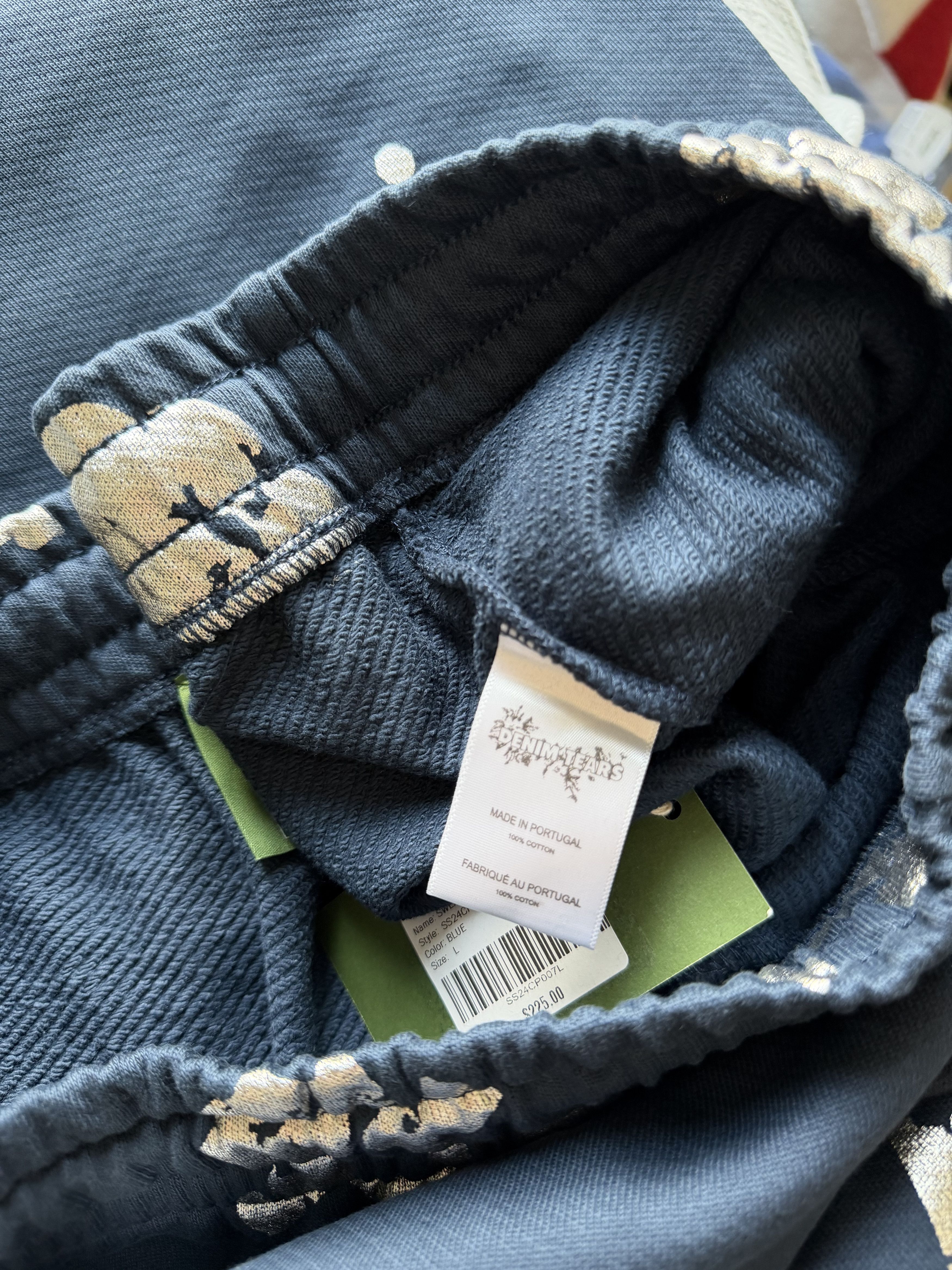 (B).Stroy × DENIM TEARS B.Stroy Denim Tears Silver Print Sweatpants in Blue Size US 34 / EU 50 - 7 Thumbnail