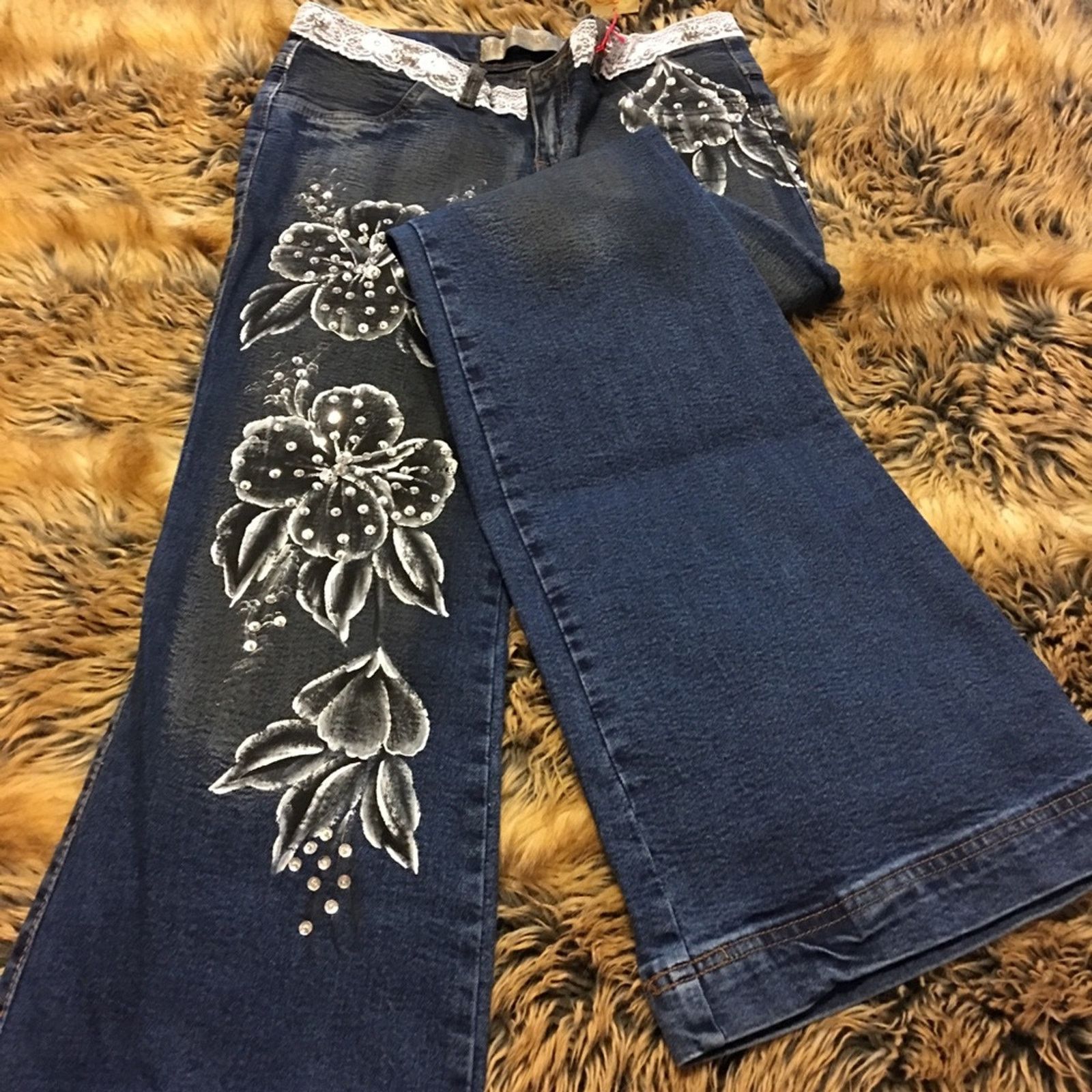 Other Virgin Only stretch print/sequin jeans NWT Size 34" / US 12 / IT 48 - 1 Thumbnail