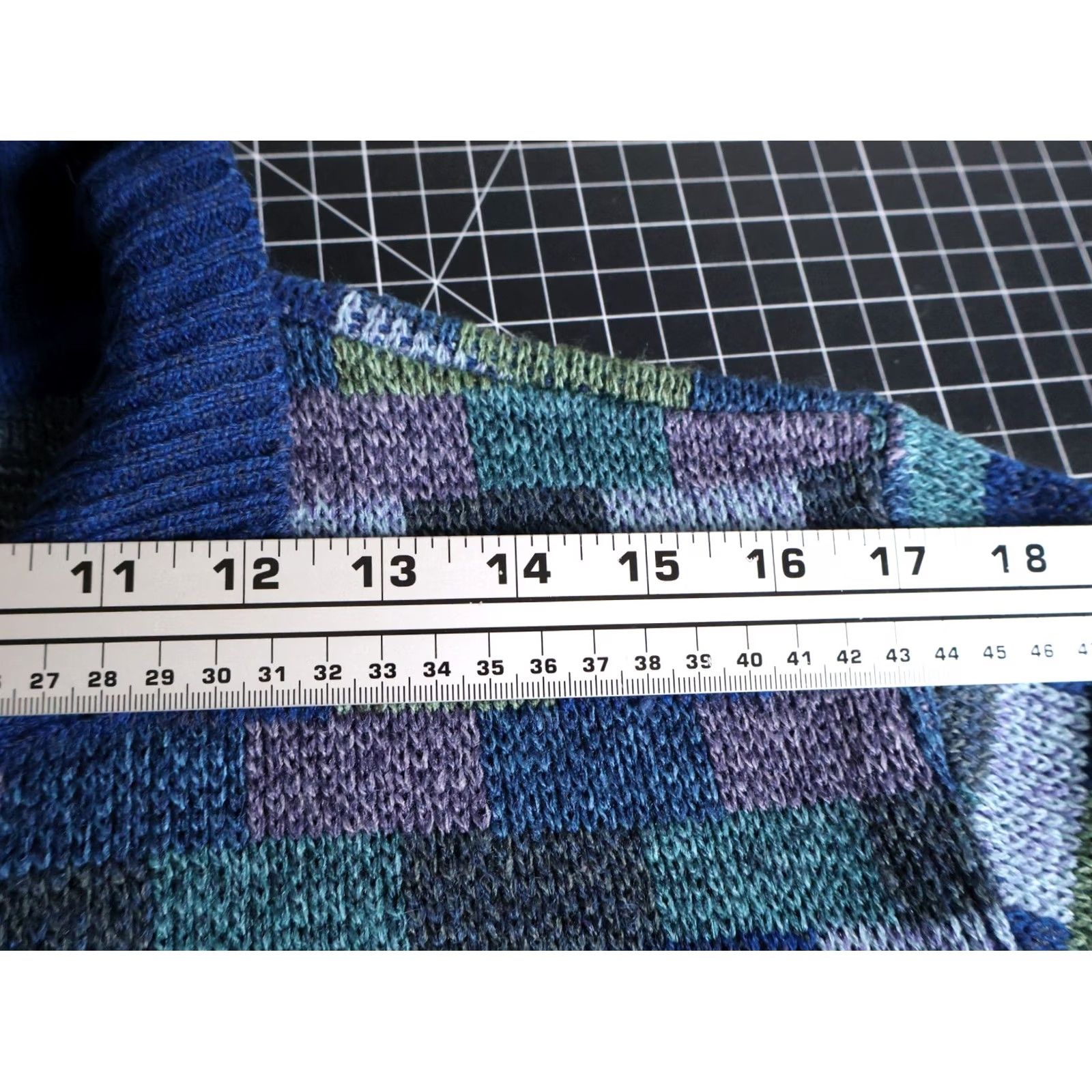 Vintage Adolfo Wool Blend Cardigan Women's Medium Blue Check Pattern Collared Sweater Size M / US 6-8 / IT 42-44 - 7 Thumbnail