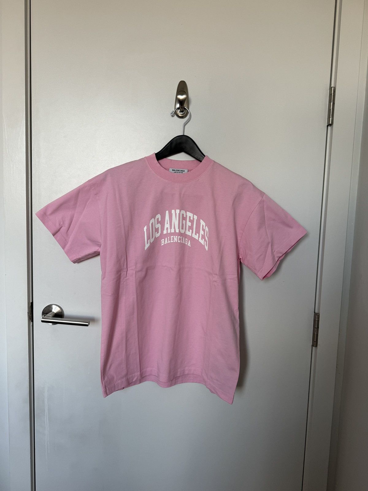 image of Balenciaga Los Angeles Cities Location 58/100 T Shirt Small in Pink, Men's