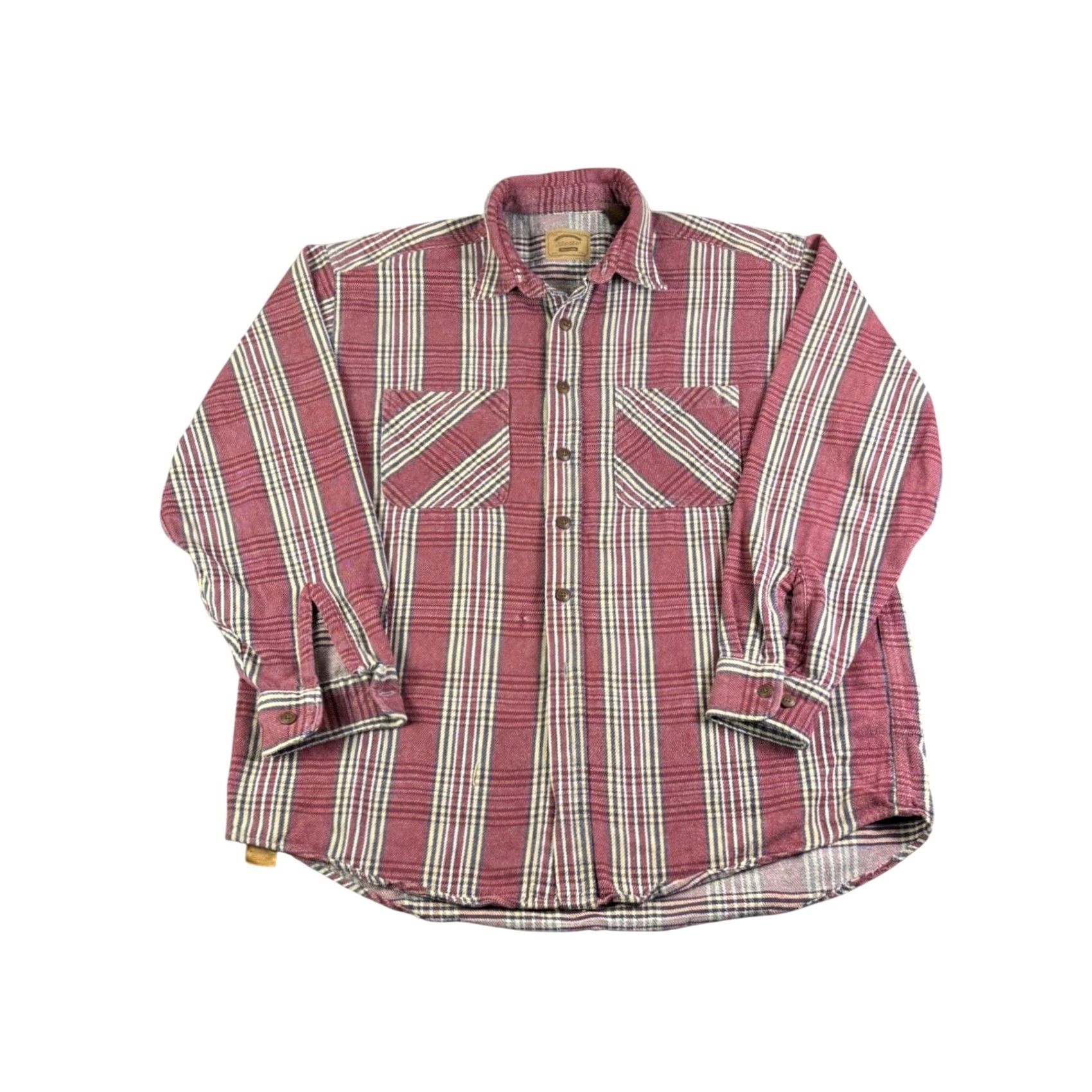 Vintage St. John's Bay Heavyweight Flannel Shirt Mens XLT Tall Burgundy Plaid Cotton Work Size US XL / EU 56 / 4 - 2 Thumbnail