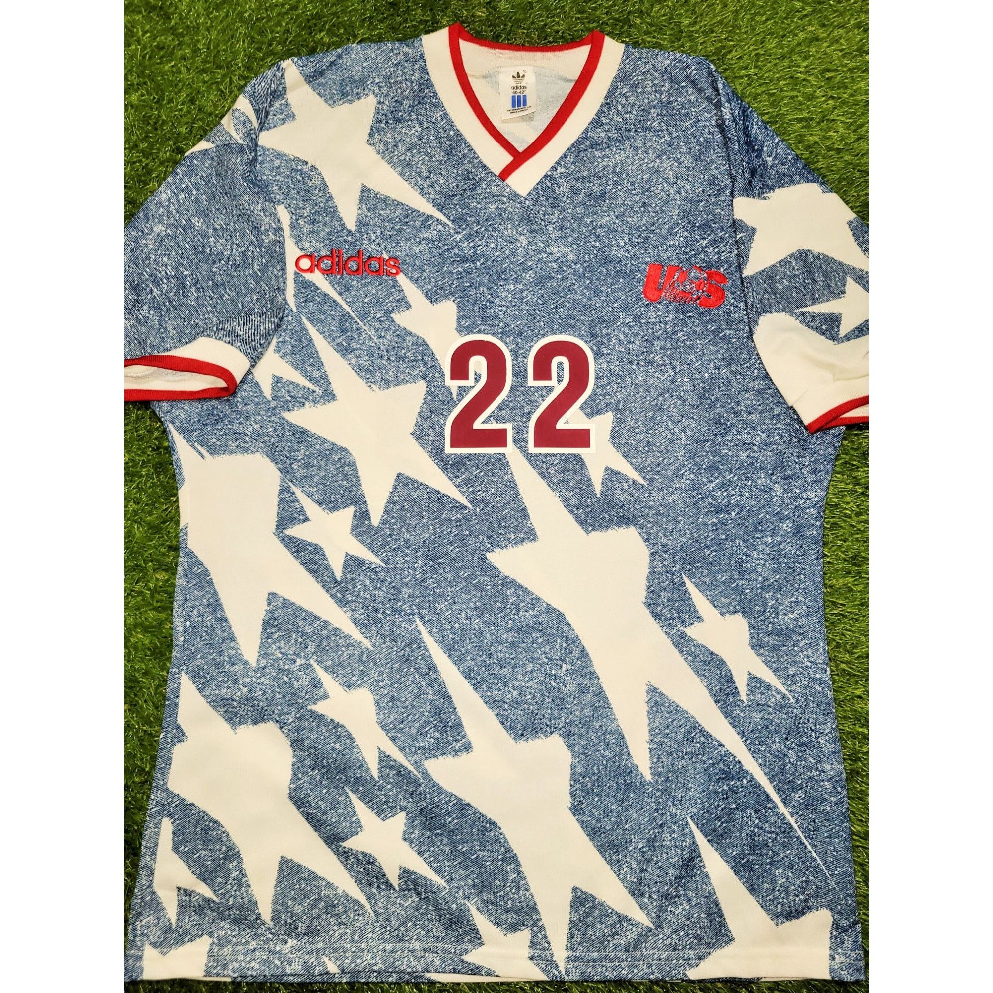 image of Adidas Lalas Usa Us 1994 World Cup Denim Away Soccer Jersey 40-42 M in Blue, Men's (Size Medium)