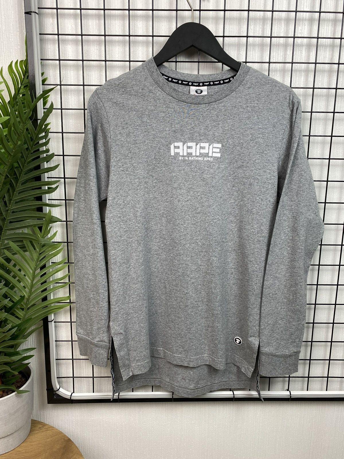 Aape × Japanese Brand Aape Long Sleeve Tee Men’s S Grey By A Bathing Ape T shirt Size US S / EU 44-46 / 1 - 1 Thumbnail