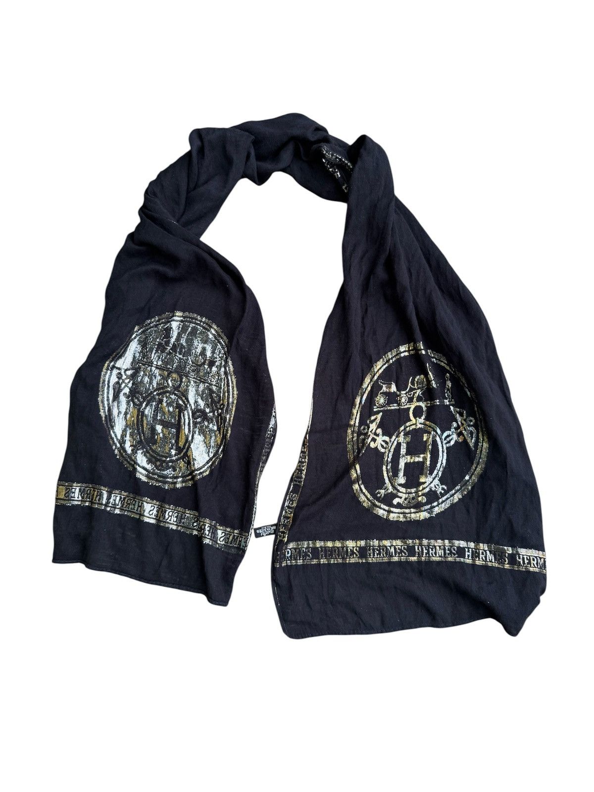 Hermes Hermes Paris Black Silk Scarf Size ONE SIZE - 1 Thumbnail
