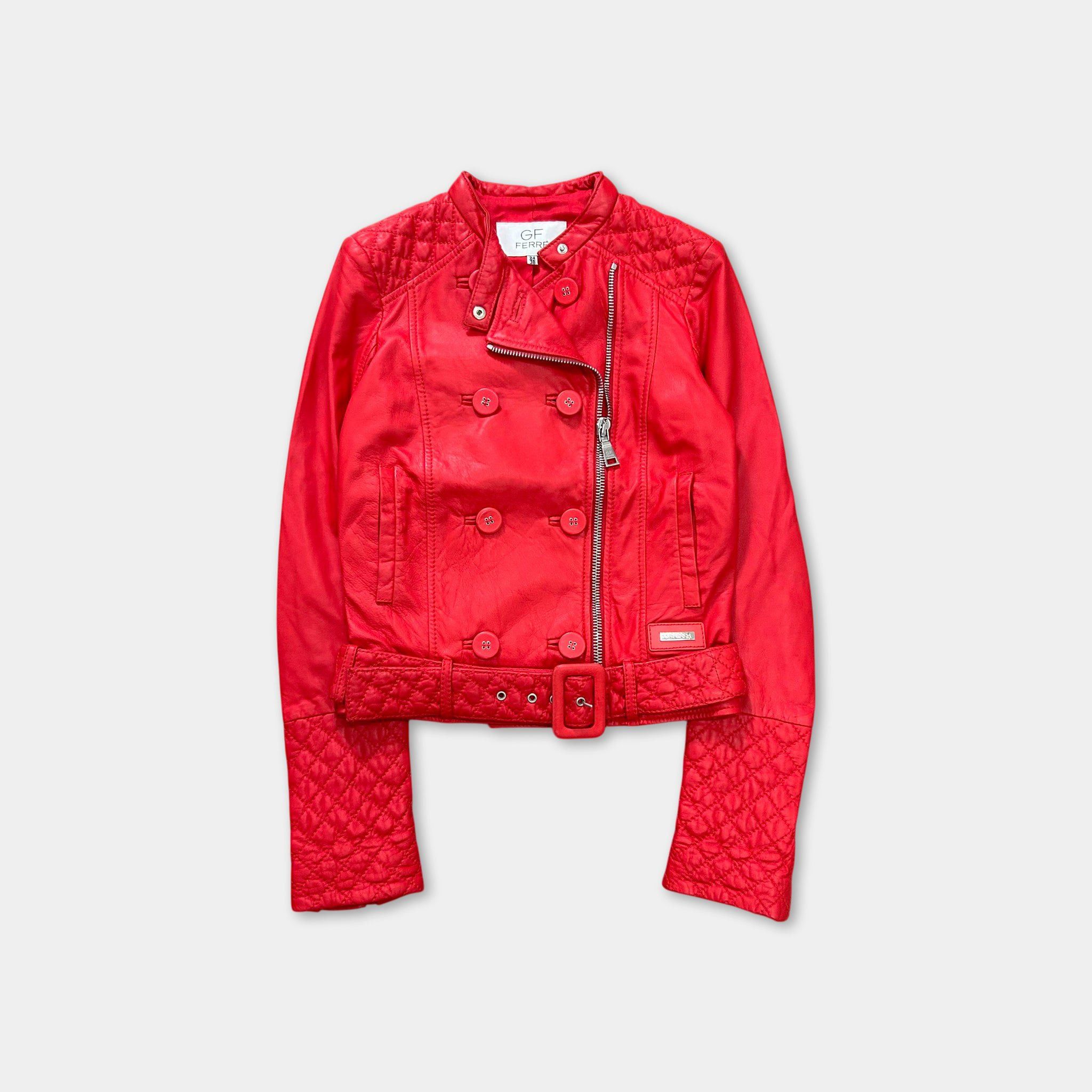 Gianfranco Ferre Gianfranco Ferré 1990s Quilted Red Leather Biker Jacket Size US S / EU 44-46 / 1 - 1 Thumbnail
