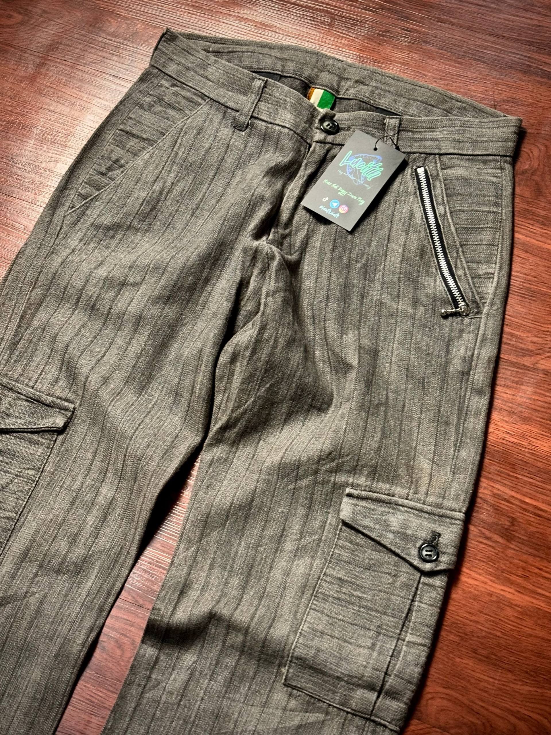 Kapital Vintage Pinstripe Hickory Kapital Style Cargo Flare Pants Size 30" / US 8 / IT 44 - 4 Thumbnail