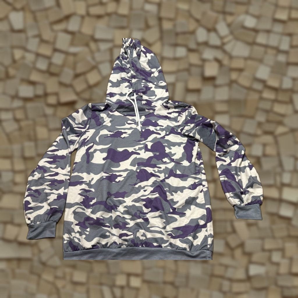 Vintage Misslook Hoodie Women’s Size S Pullover Camouflage Purple Gray White Long Sleeve Casual Activewear Knit Pullover Mens Womens Girls Boys Size S / US 4 / IT 40 - 1 Thumbnail