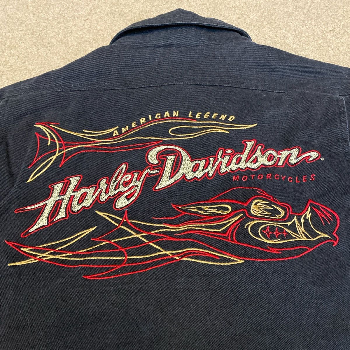 Harley Davidson × Vintage Harley Davidson Road Hog Detroit Style Cropped Work Jacket Size US L / EU 52-54 / 3 - 10 Thumbnail