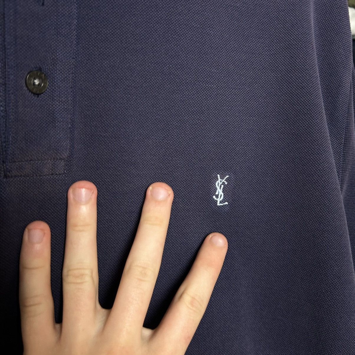 Yves Saint Laurent Luxury Yves Saint Laurent small logo faded distressed polo Size US L / EU 52-54 / 3 - 3 Thumbnail