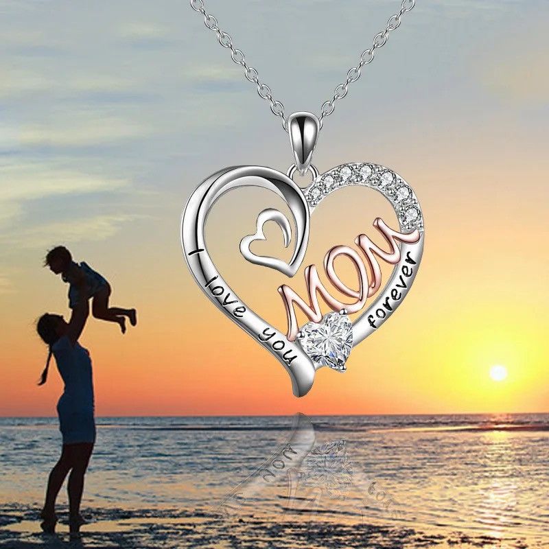 Jewelry Elegant White K Plated Love Heart Mom Pendant Size ONE SIZE - 3 Thumbnail