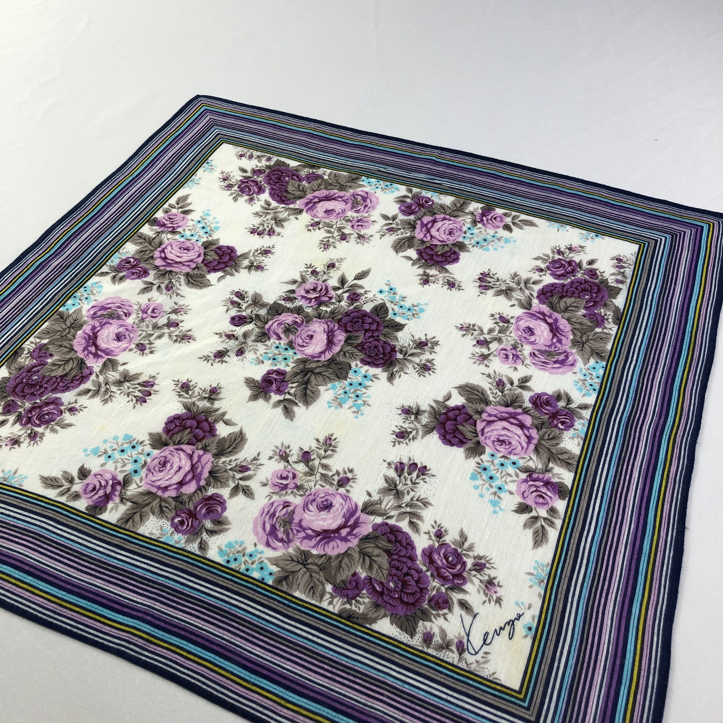 Kenzo × Vintage Kenzo Floral Handkerchief Neckerchief Bandana H2066 Size ONE SIZE - 3 Thumbnail