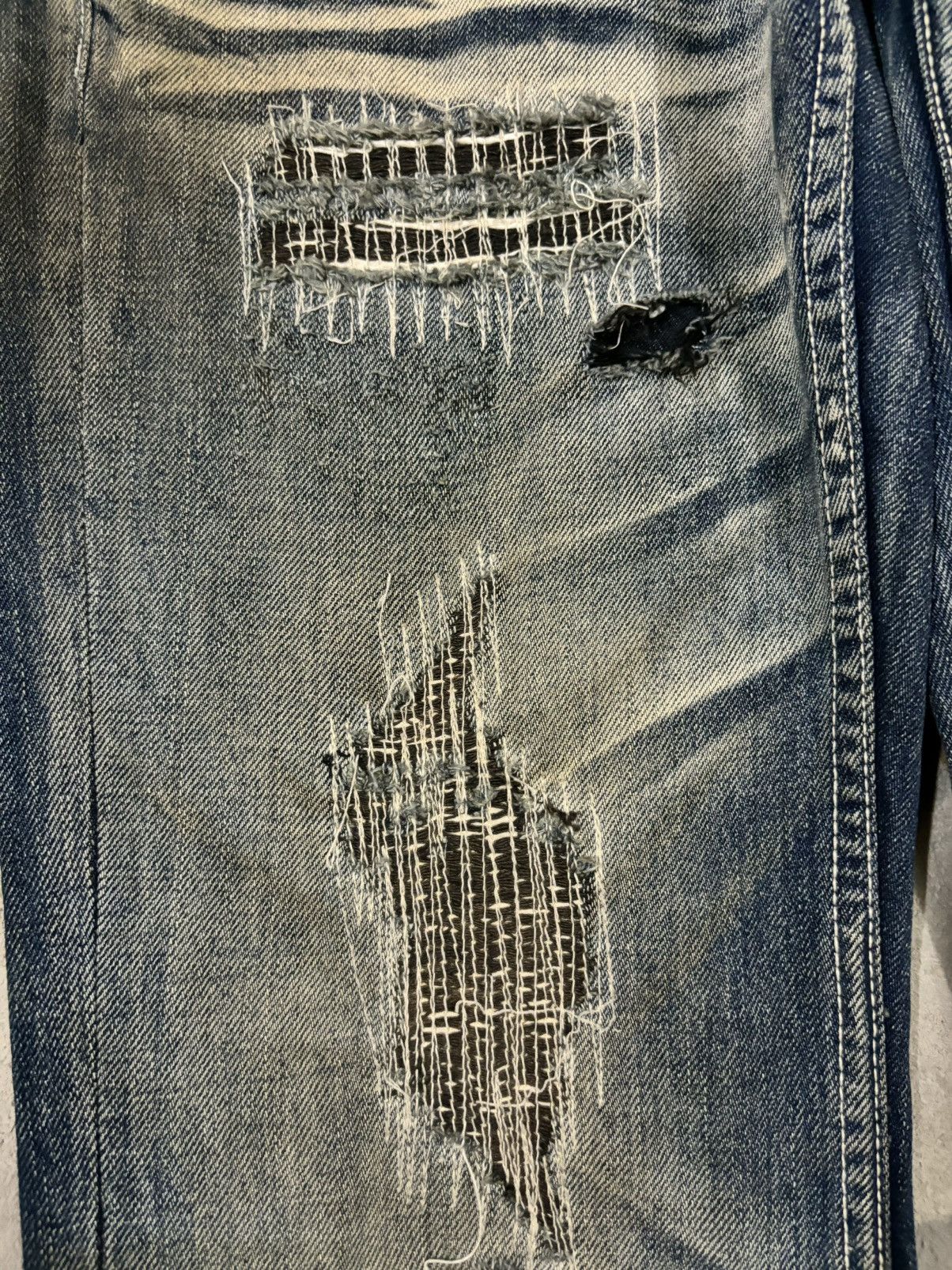 If Six Was Nine Vintage Army of NO! Patched Distressed Flare Grunge Jeans Size US 30 / EU 46 - 8 Thumbnail