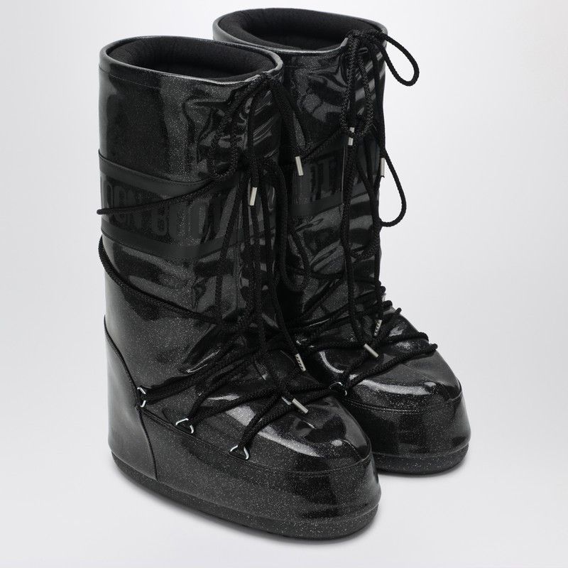 Moon Boot Moon Boot Black Icon Glitter Boots Size US 7 / IT 37 - 1 Thumbnail