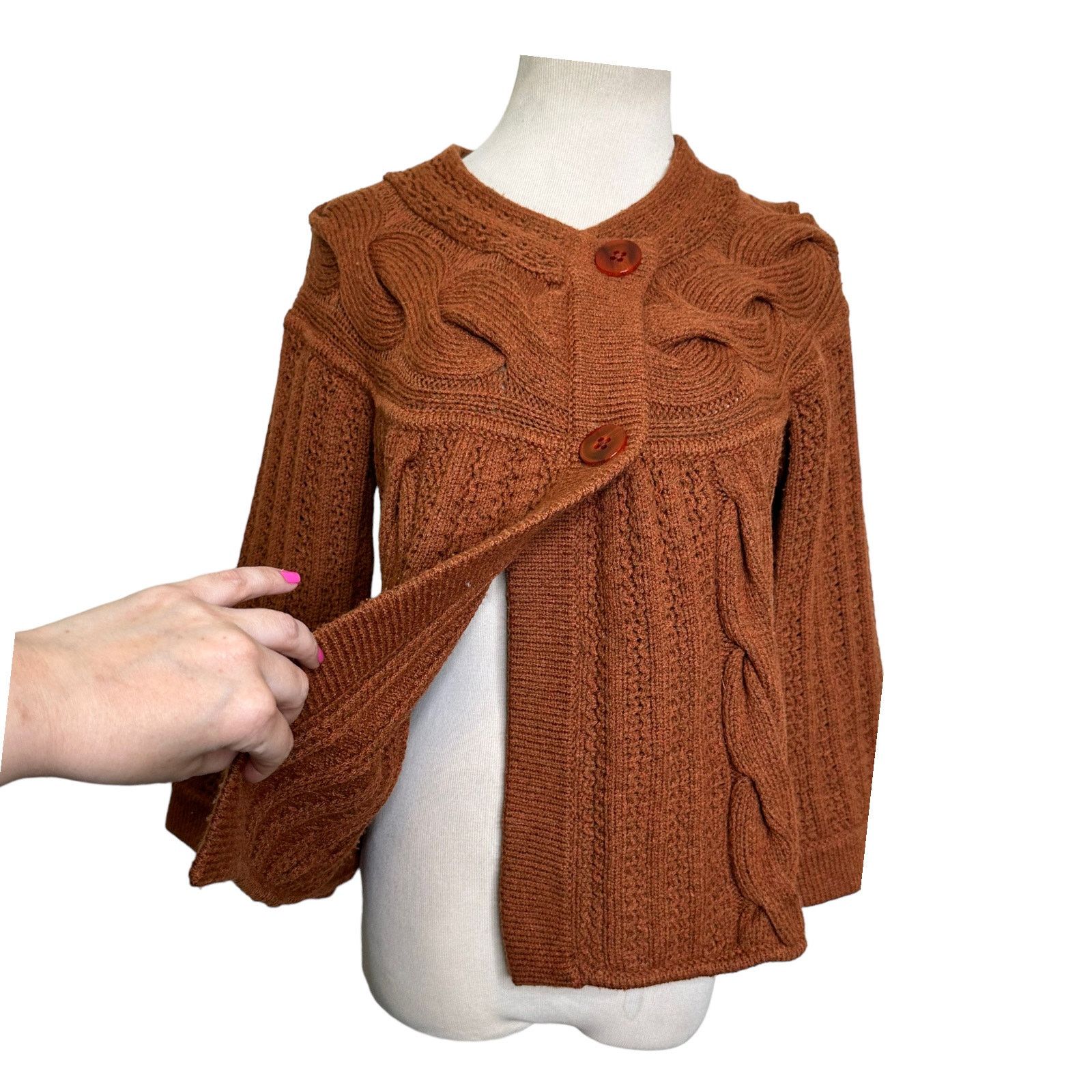 Escada Escada brown 3/4 sleeves buttoned cardigan size Small Size S / US 4 / IT 40 - 6 Thumbnail