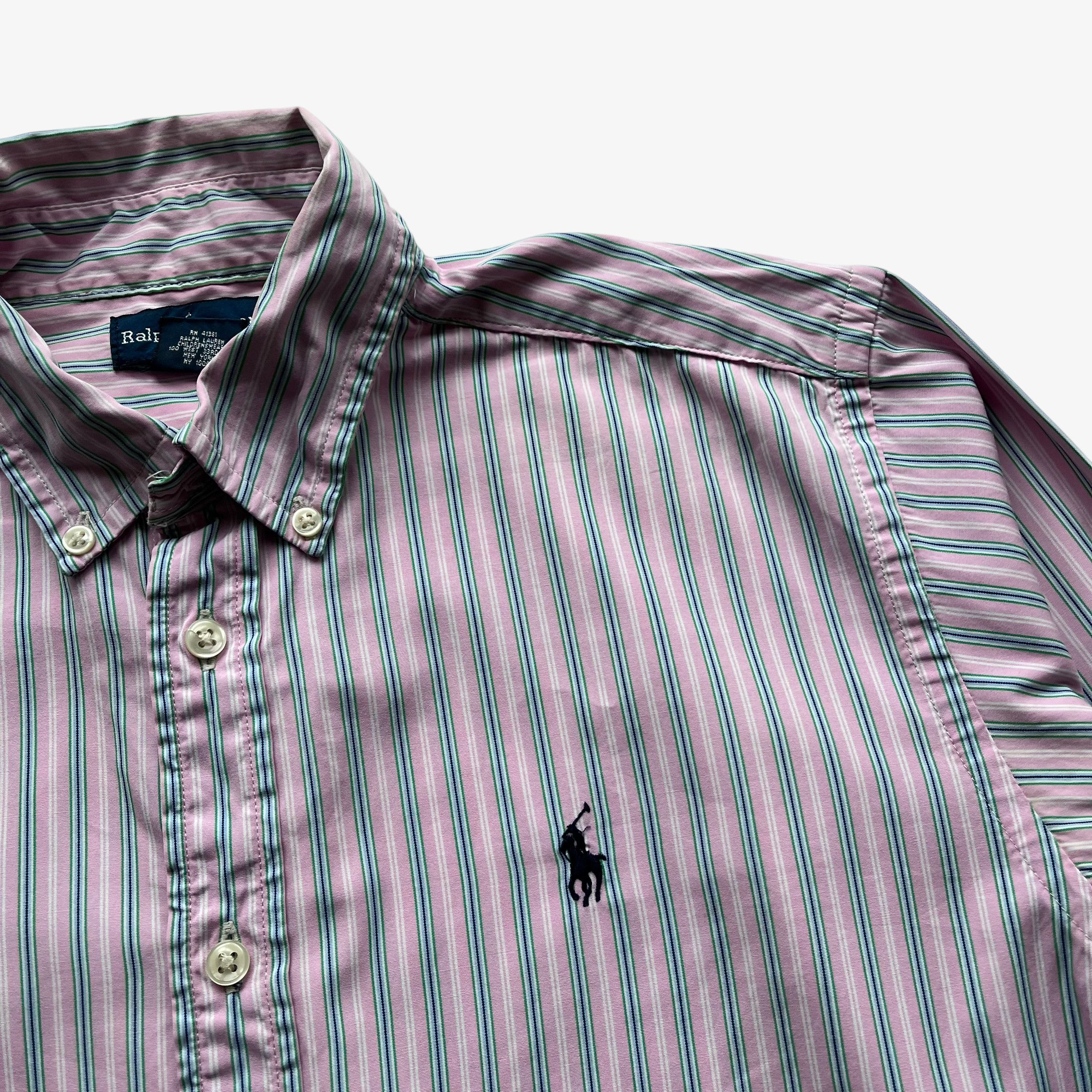 Ralph Lauren Vintage 90s Men's Ralph Lauren Pink Striped Shirt Size US L / EU 52-54 / 3 - 3 Thumbnail