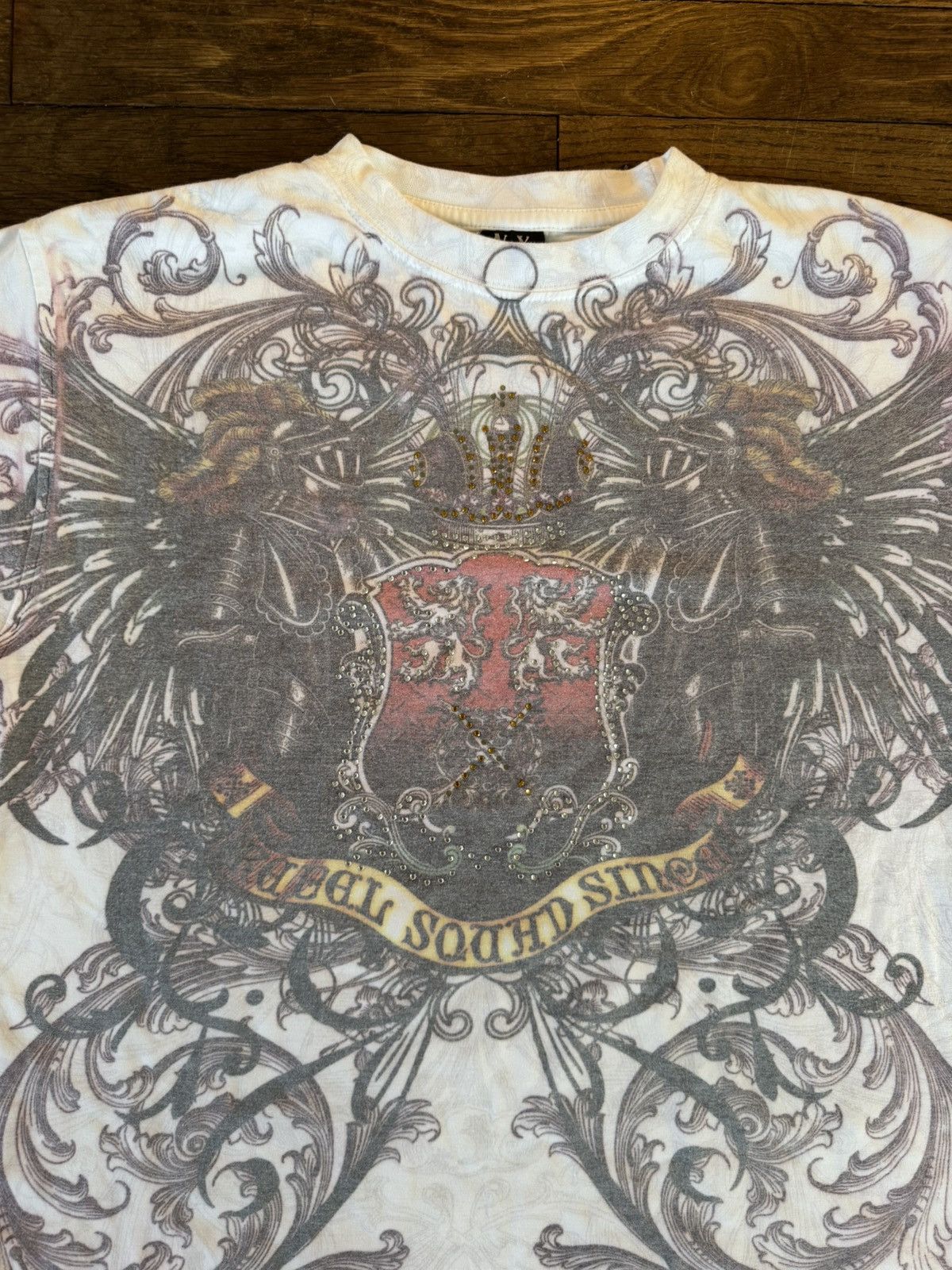 Vintage Vintage Y2K Ed Hardy Style T Shirt Rhinestone Studded Size US XL / EU 56 / 4 - 2 Thumbnail
