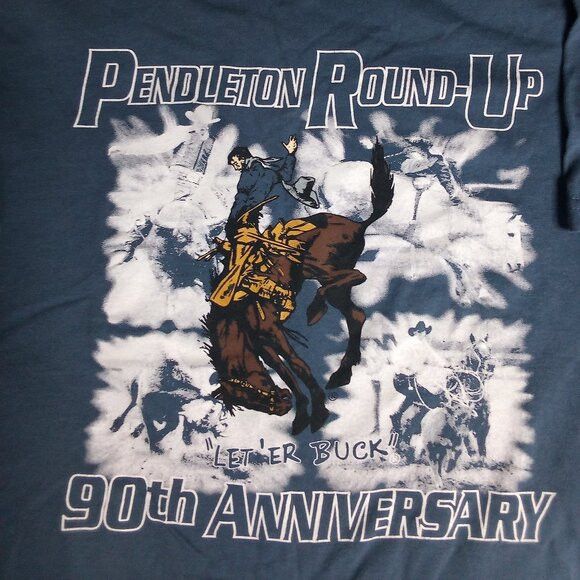 Gildan Vintage Pendleton Round-Up Let 'Er Buck T-Shirt Size US L / EU 52-54 / 3 - 1 Thumbnail