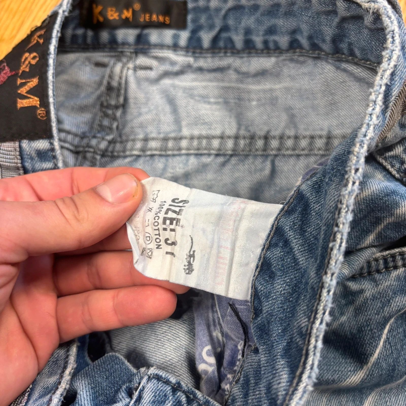 Japanese Brand K&M Dragon Embroidered Distressed Jeans Y2K Size US 31 - 8 Thumbnail