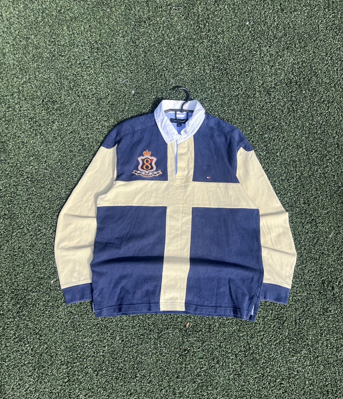 Tommy Hilfiger Tommy Hilfiger Rugby Shirt Crest 90s Navy Beige Size US L / EU 52-54 / 3 - 2 Thumbnail