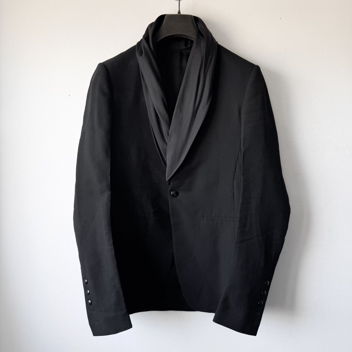 Rick Owens Rick Owens SS2015 Black Wool Silk Shawl Collar Blazer Jacket Size US M / EU 48-50 / 2 - 1 Thumbnail