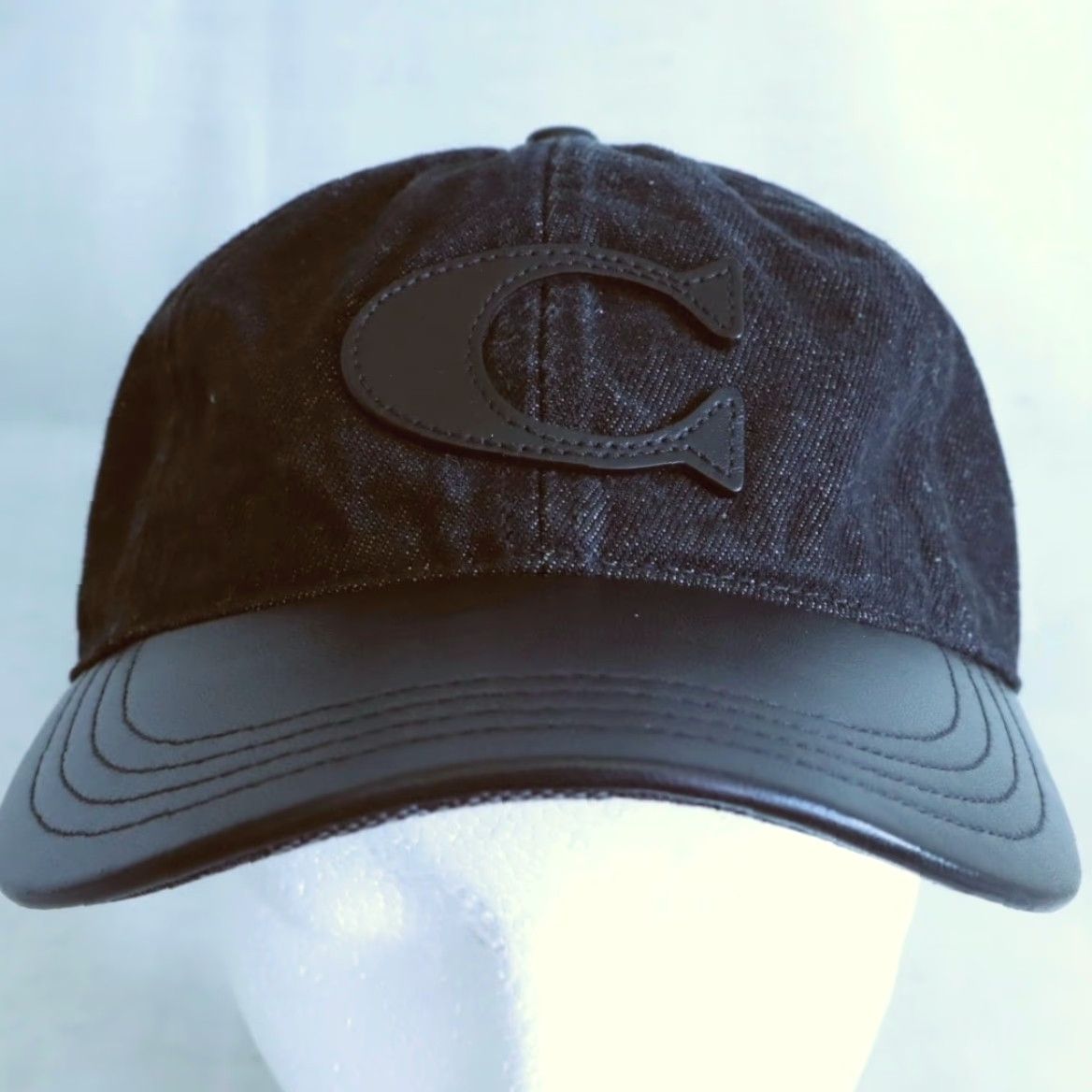 Coach Coach Baseball Hat Men's ML Leather Brim Black Denim Sig C Size ONE SIZE - 2 Thumbnail