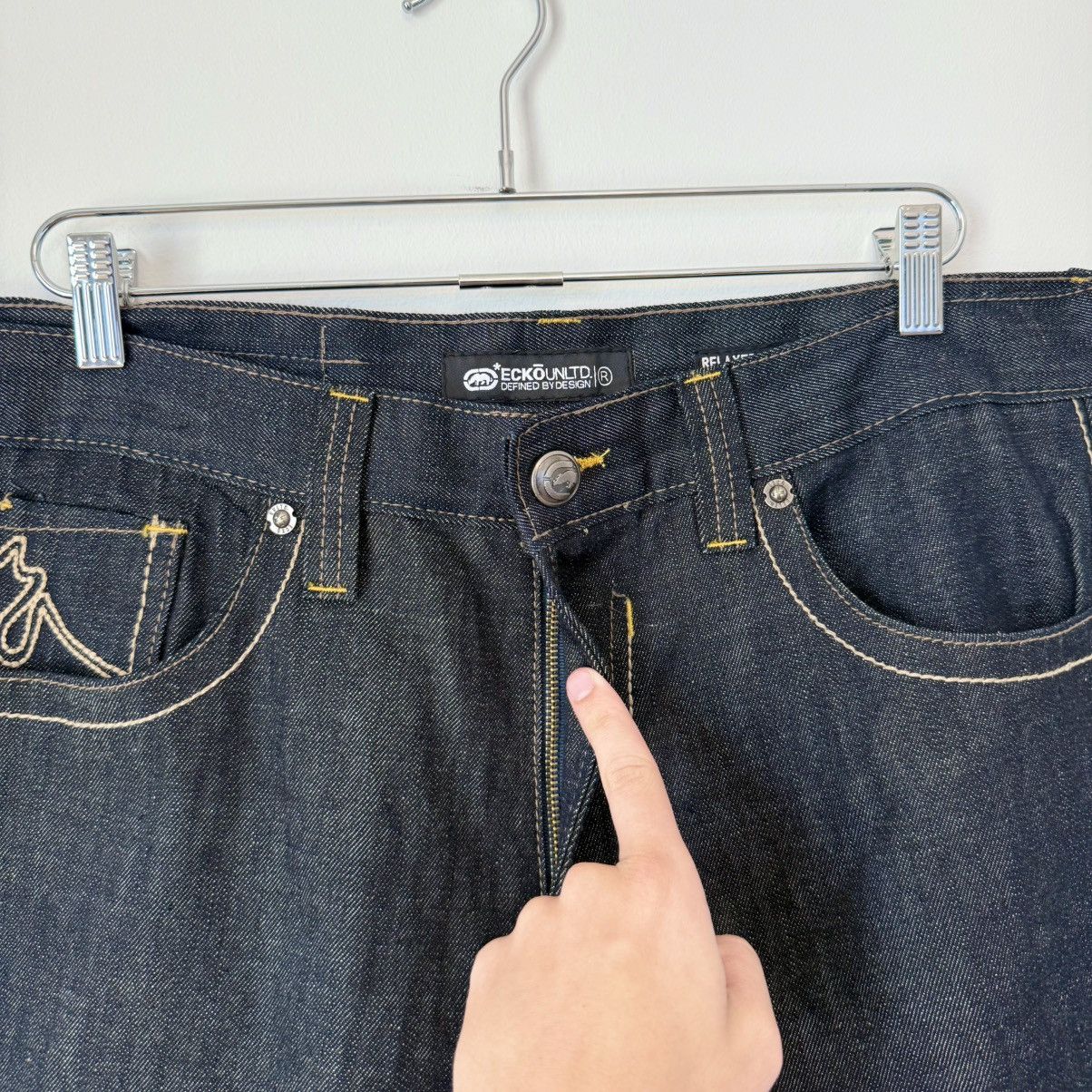 Ecko Unltd. Vtg 2000s Ecko Unltd Baggy Raw Indigo Jeans Skater Y2K JNCO Size US 36 / EU 52 - 8 Thumbnail
