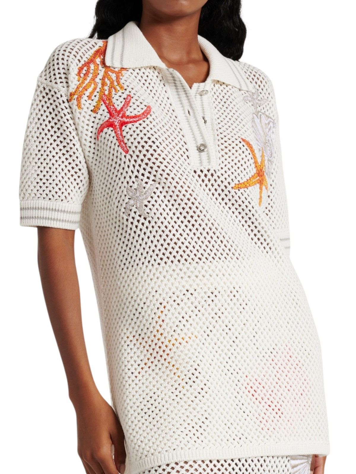 Versace Versace cotton knit polo with coral embroidery Size XS / US 0-2 / IT 36-38 - 4 Thumbnail