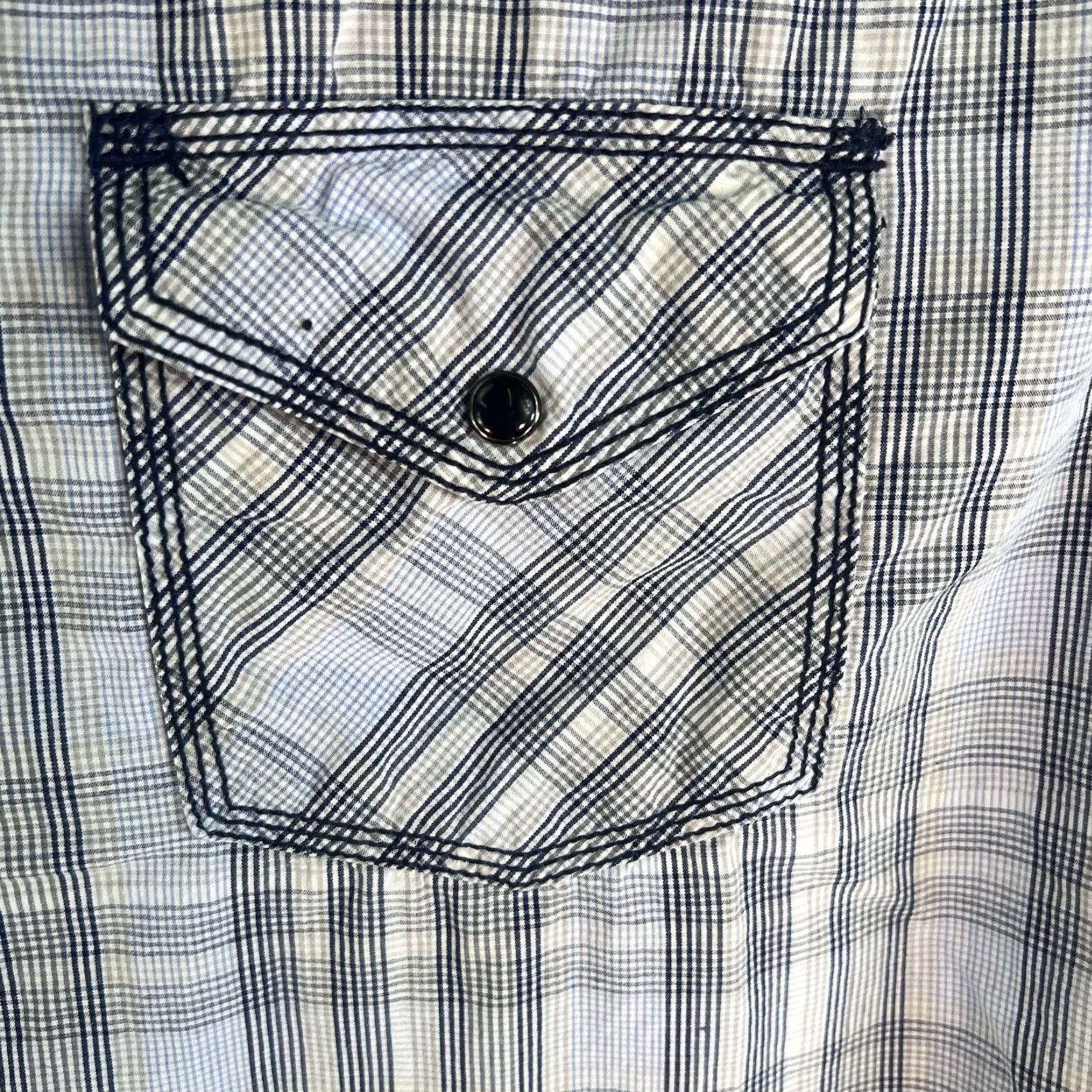 Vintage Cowboy Up Shirt Western Plaid Pearl-Snap Classic Fit Mens 2XL Blue Size US XXL / EU 58 / 5 - 2 Thumbnail