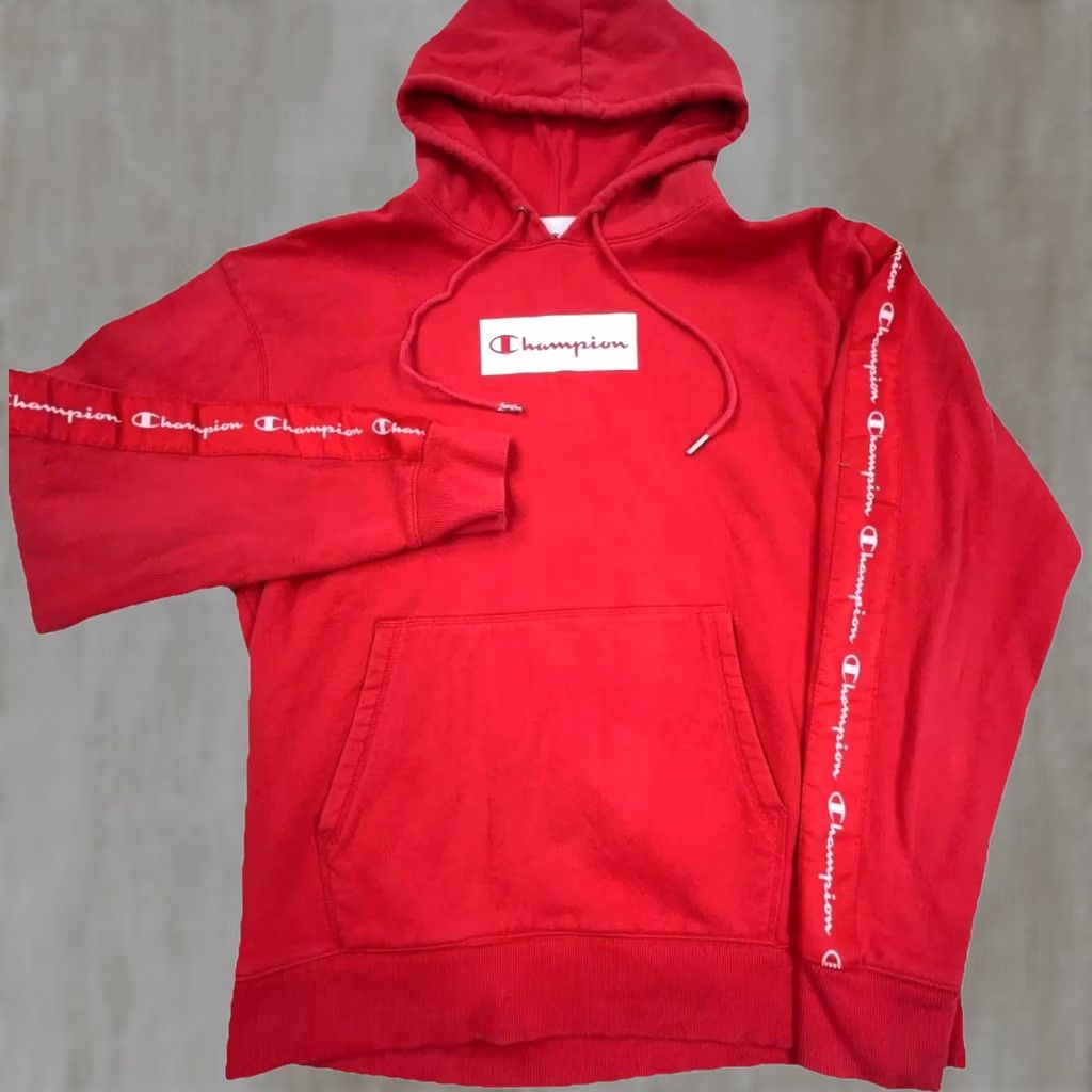 Champion Champion Hoodie Men Medium Red White Sweatshirt Sweater Spell Out Classic Retro Size US M / EU 48-50 / 2 - 1 Thumbnail