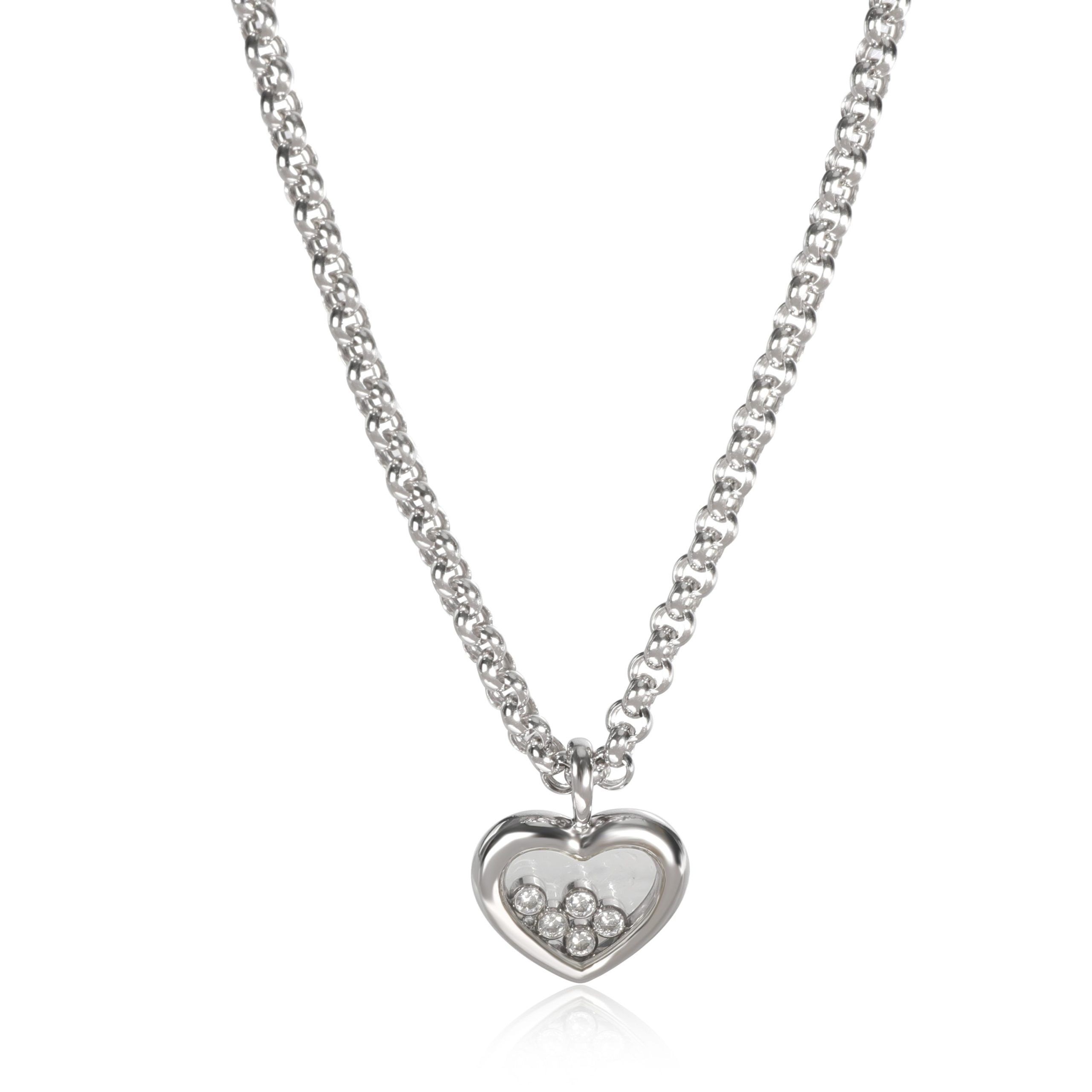 image of Chopard Happy Diamonds Necklace In 18K White Gold 0.25 Ctw, Women's