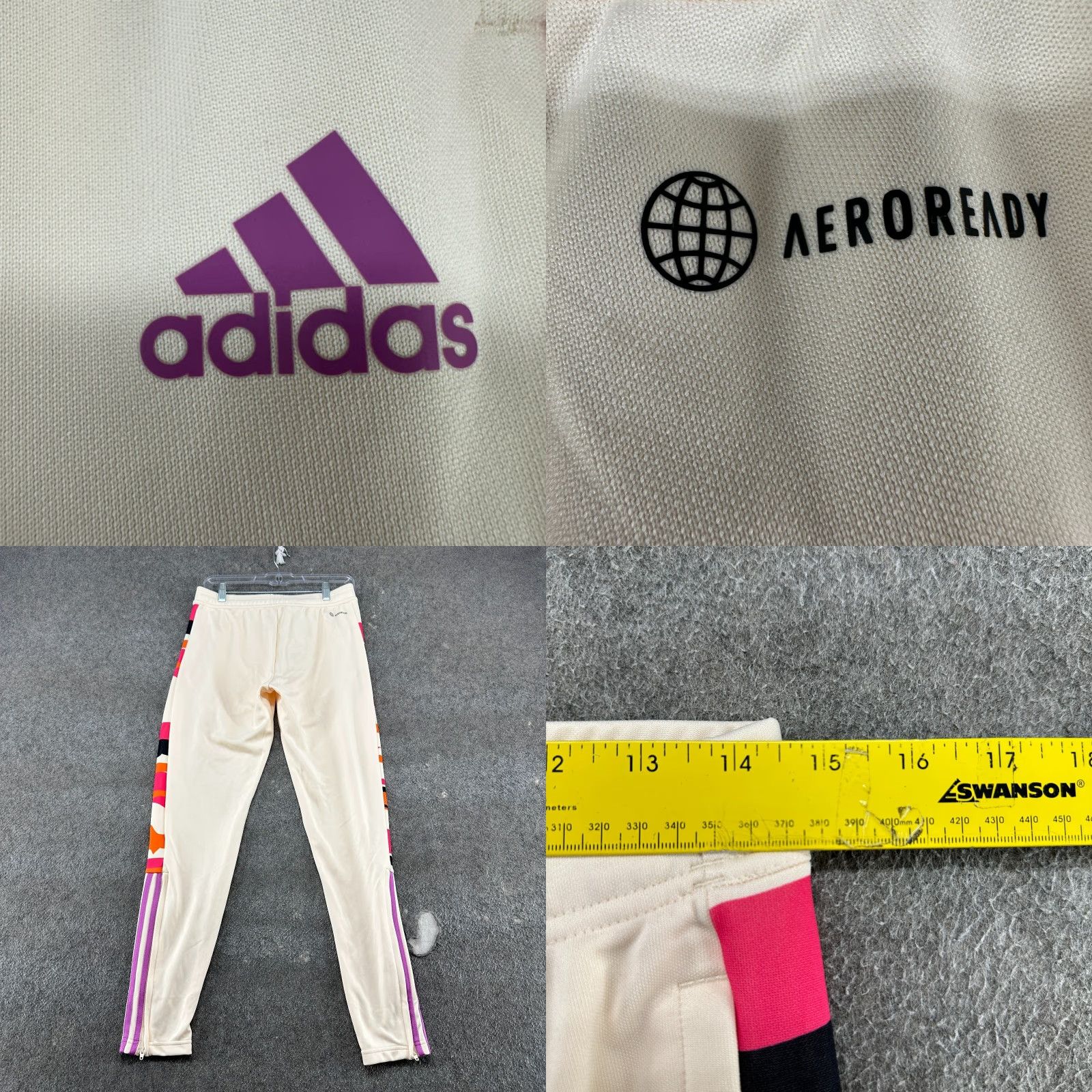 Adidas Adidas Pants Womens Small Cream Jogger Tapered Leg Logo Aeroready Thebe Magugu Size 28" / US 6 / IT 42 - 8 Thumbnail