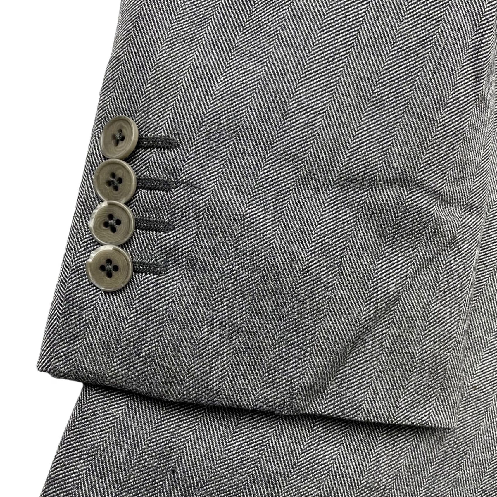 Ermenegildo Zegna Ermenegildo Zegna Blazer Men's Silk Wool Gray Herringbone 42R US 54 EU Size 42R - 4 Thumbnail