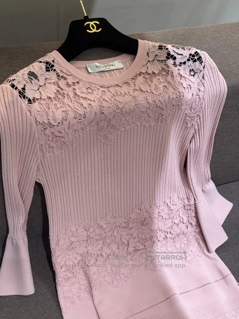 Valentino Valentino Lace panel knitted jacquard dress Size M / US 6-8 / IT 42-44 - 2 Thumbnail