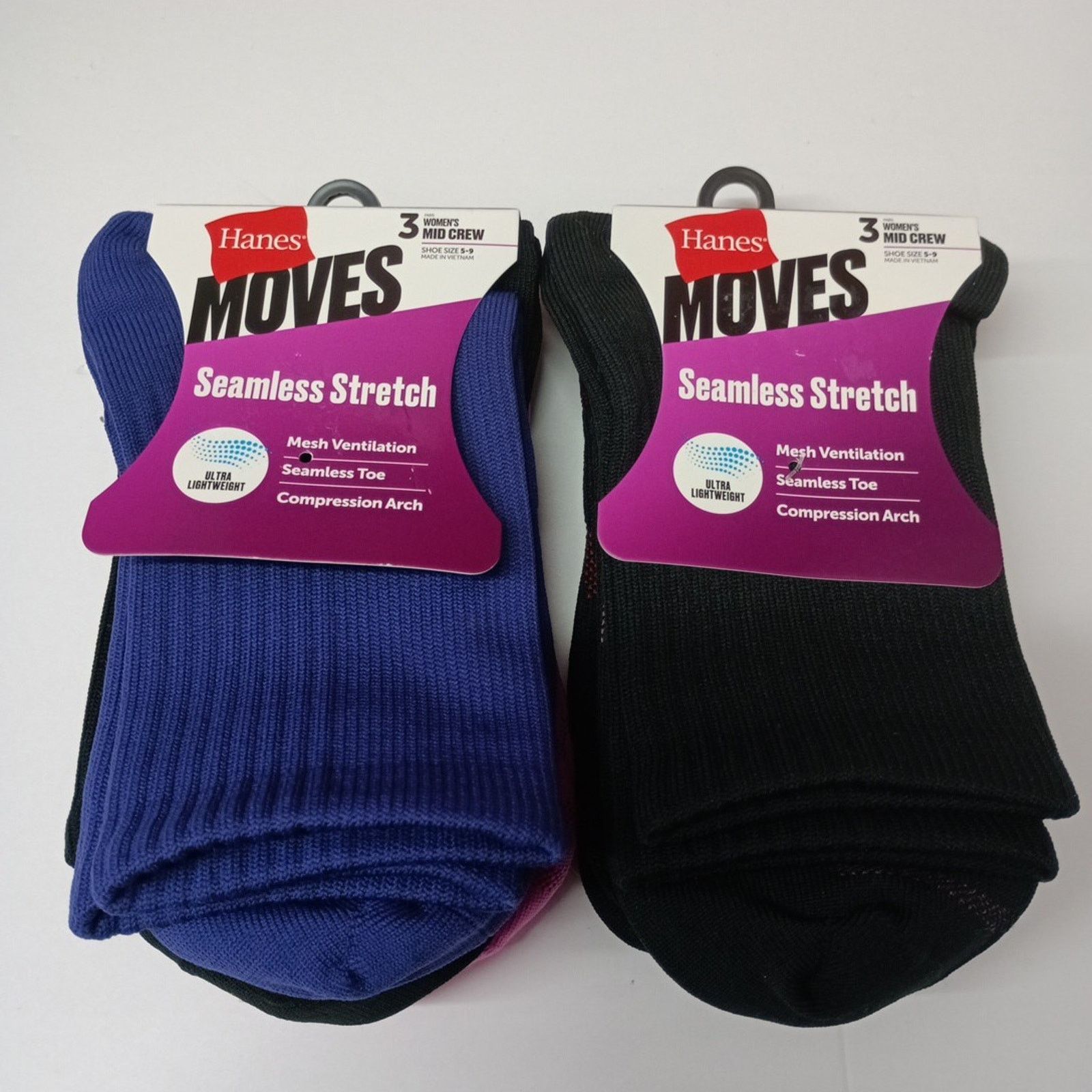 Hanes Hanes Mid Crew Socks 6 Pairs Women's Size 5-9 Assorted Size ONE SIZE - 1 Thumbnail