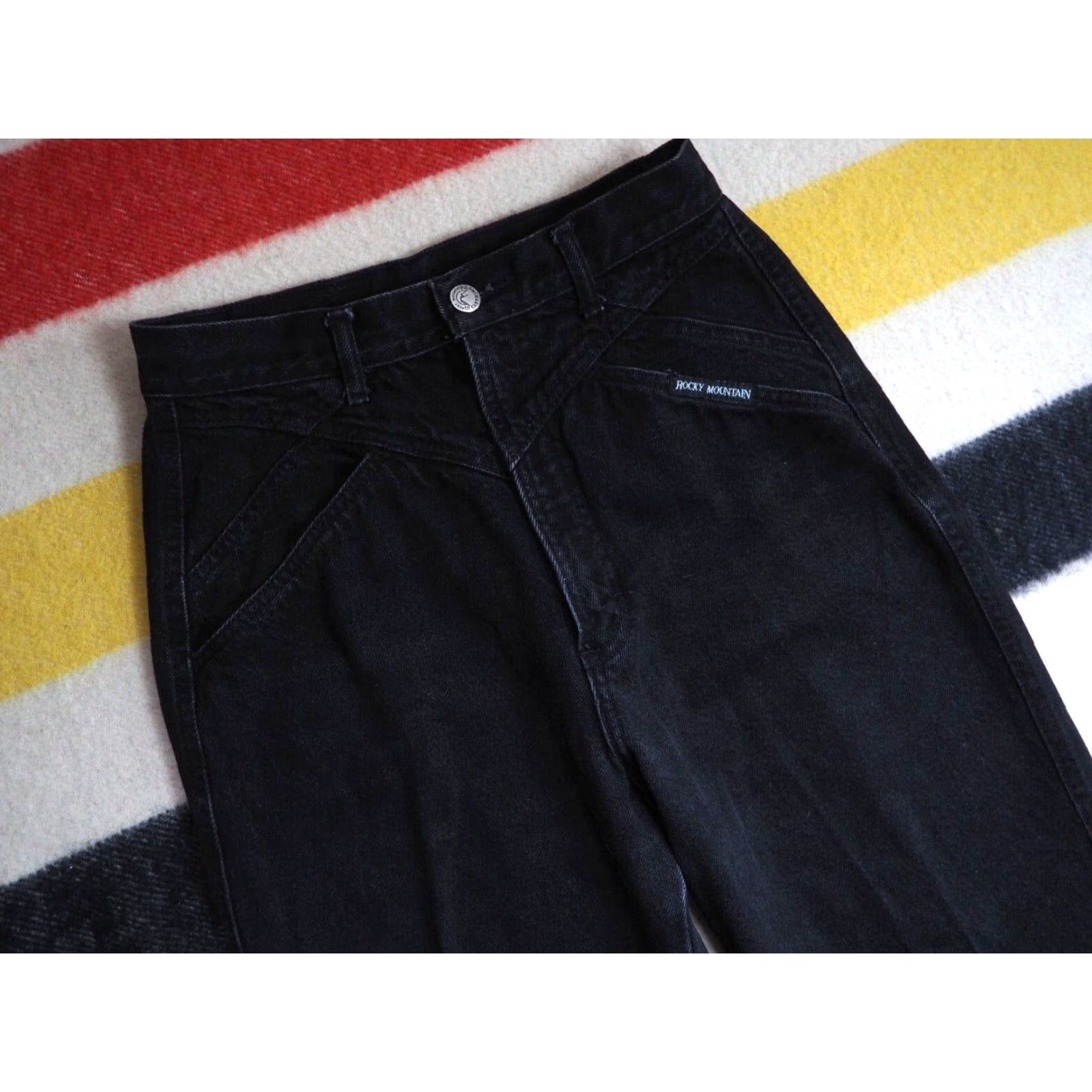 Vintage VINTAGE Rocky Mountain Denim Jeans 26x34 Black 80s 90s Glam Rock Womens" Size 26" / US 2 / IT 38 - 3 Thumbnail