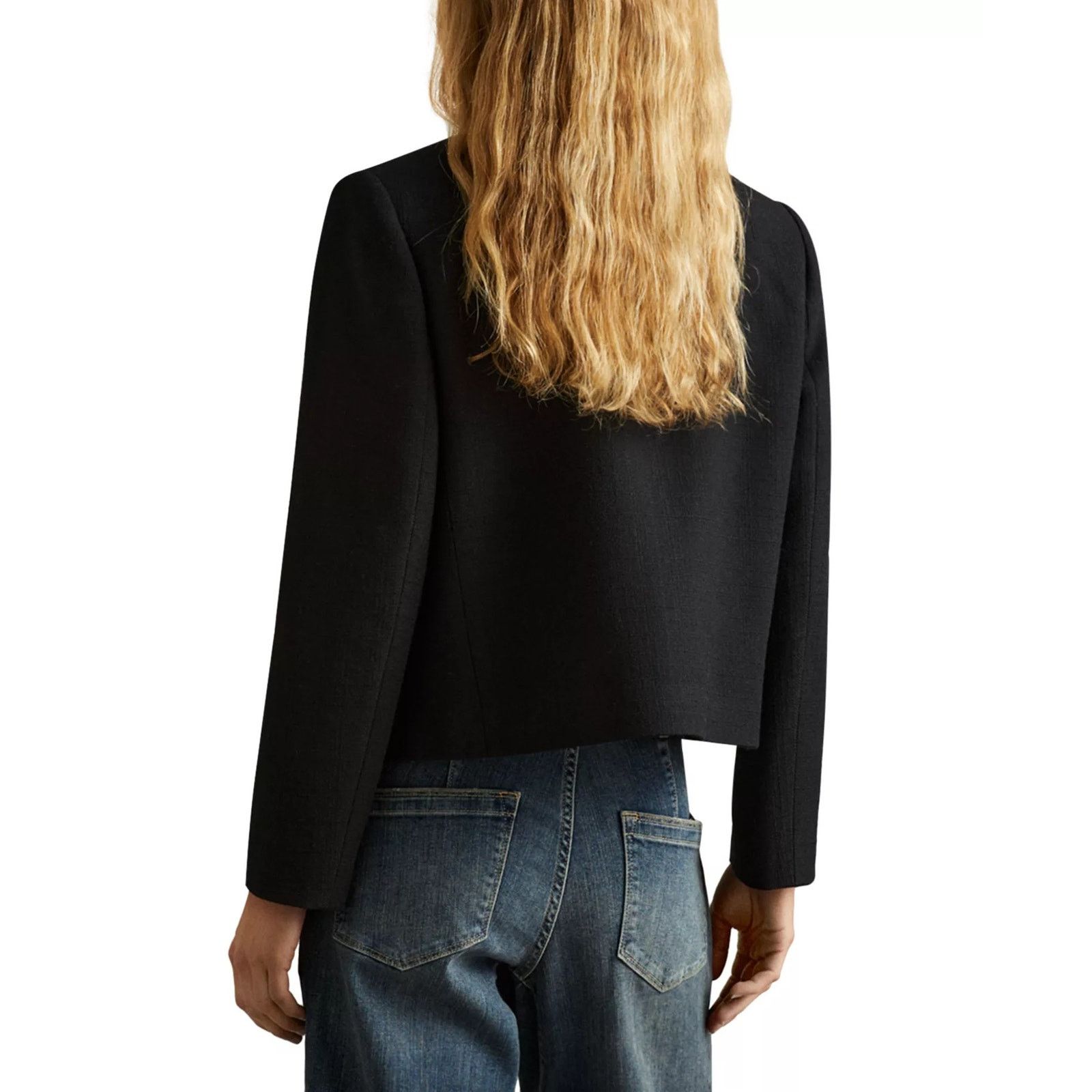 Reiss REISS Nola Cropped Wool Jacket - Black Size XL / US 12-14 / IT 48-50 - 2 Thumbnail