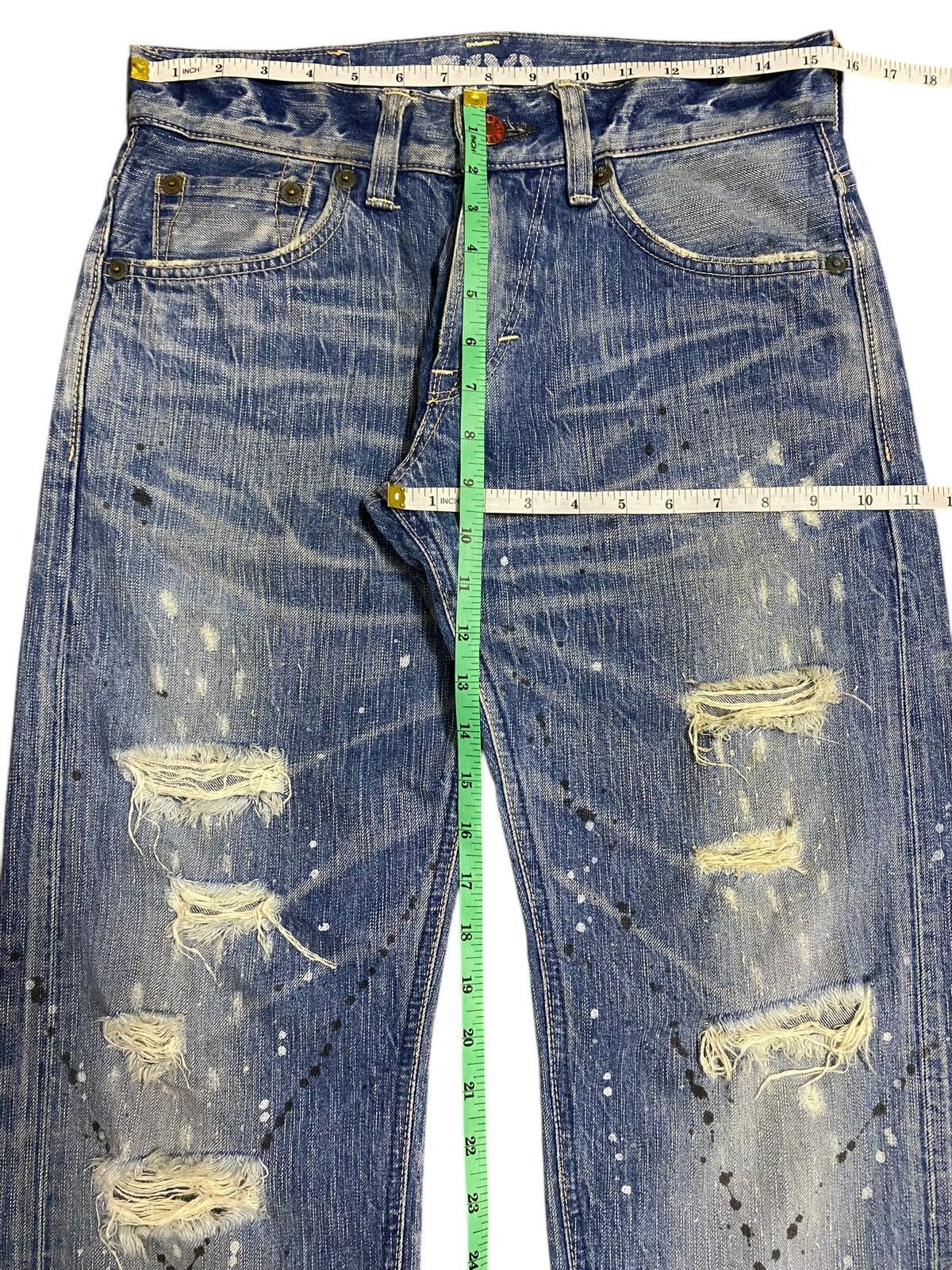 Japanese Brand Vintage Edwin 503 Faded Wash Paint Splatter Distressed Jeans Size US 31 - 17 Thumbnail