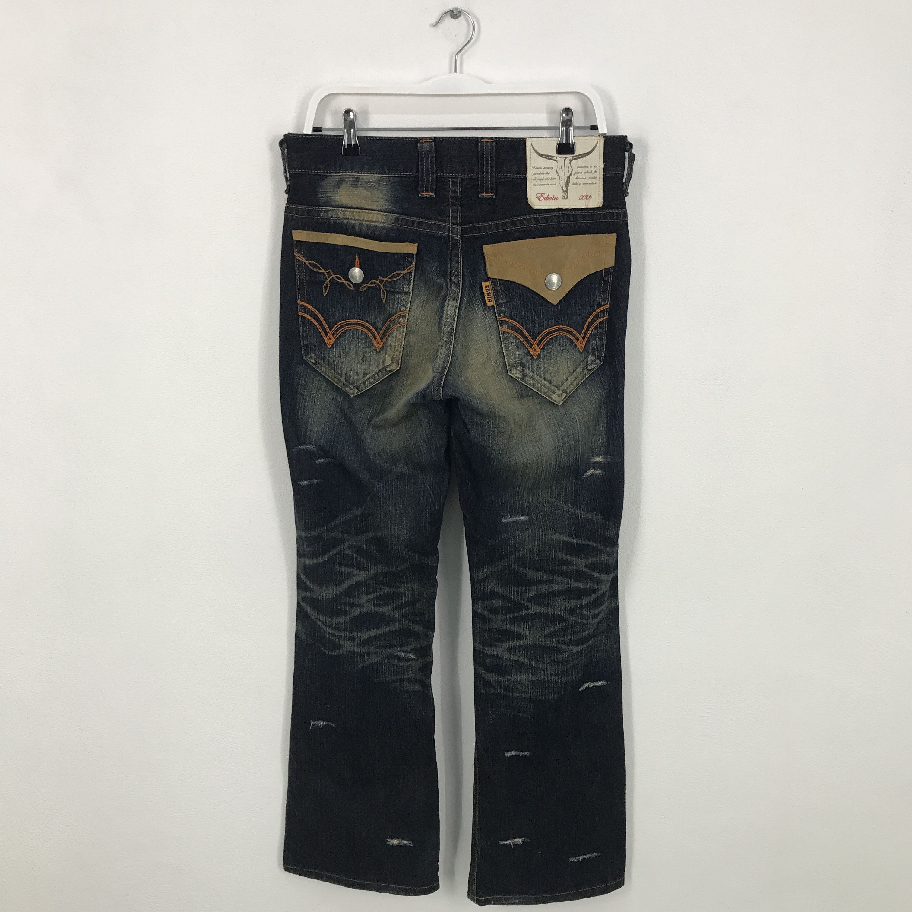 Edwin × If Six Was Nine × Le Grande Bleu (L.G.B.) Rare🔥Flare Edwin Japan bootcut design distressed jeans Size US 30 / EU 46 - 2 Thumbnail