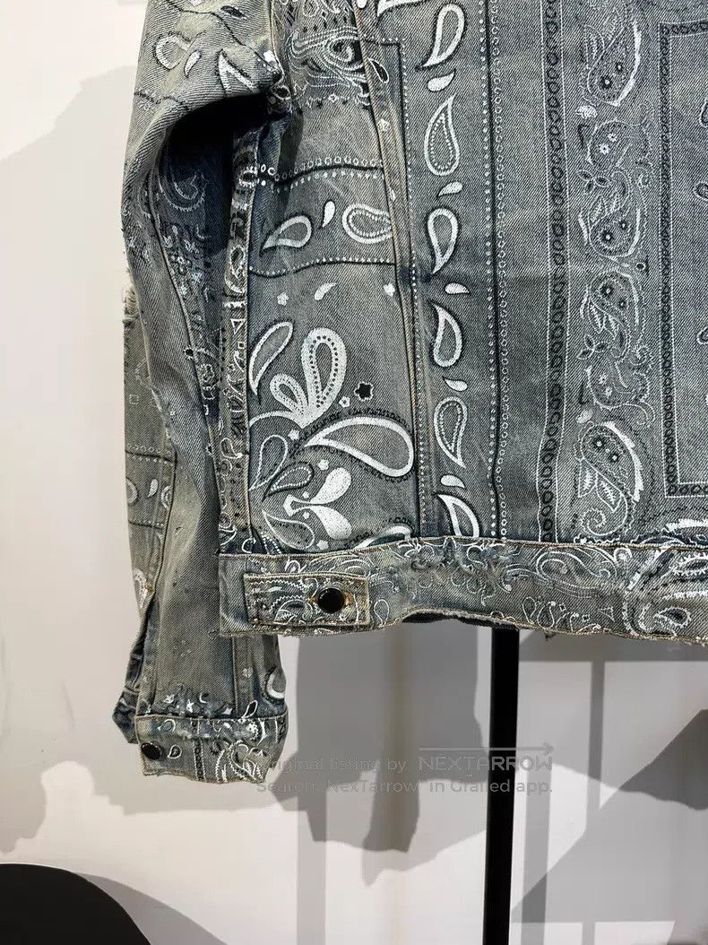 Amiri Amiri Cashew flower water-washed distressed denim jacket Size US L / EU 52-54 / 3 - 6 Thumbnail